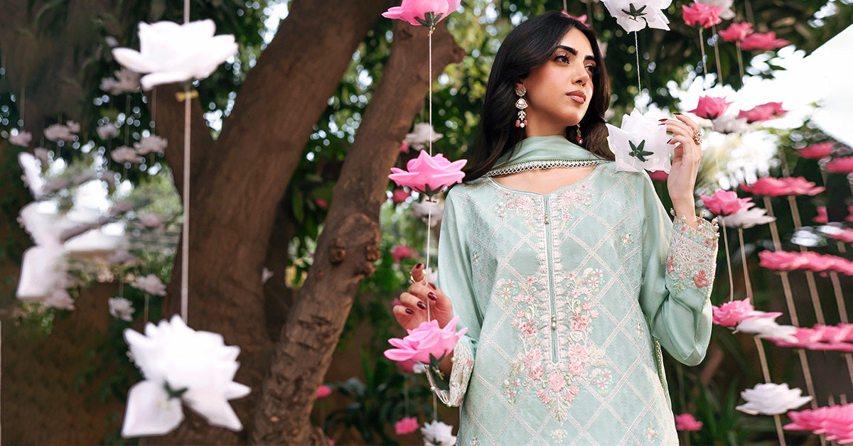 3 Piece Embroidered Dobby Lawn Suit