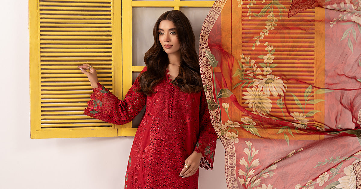 3 Piece Embroidered Dobby Lawn Suit