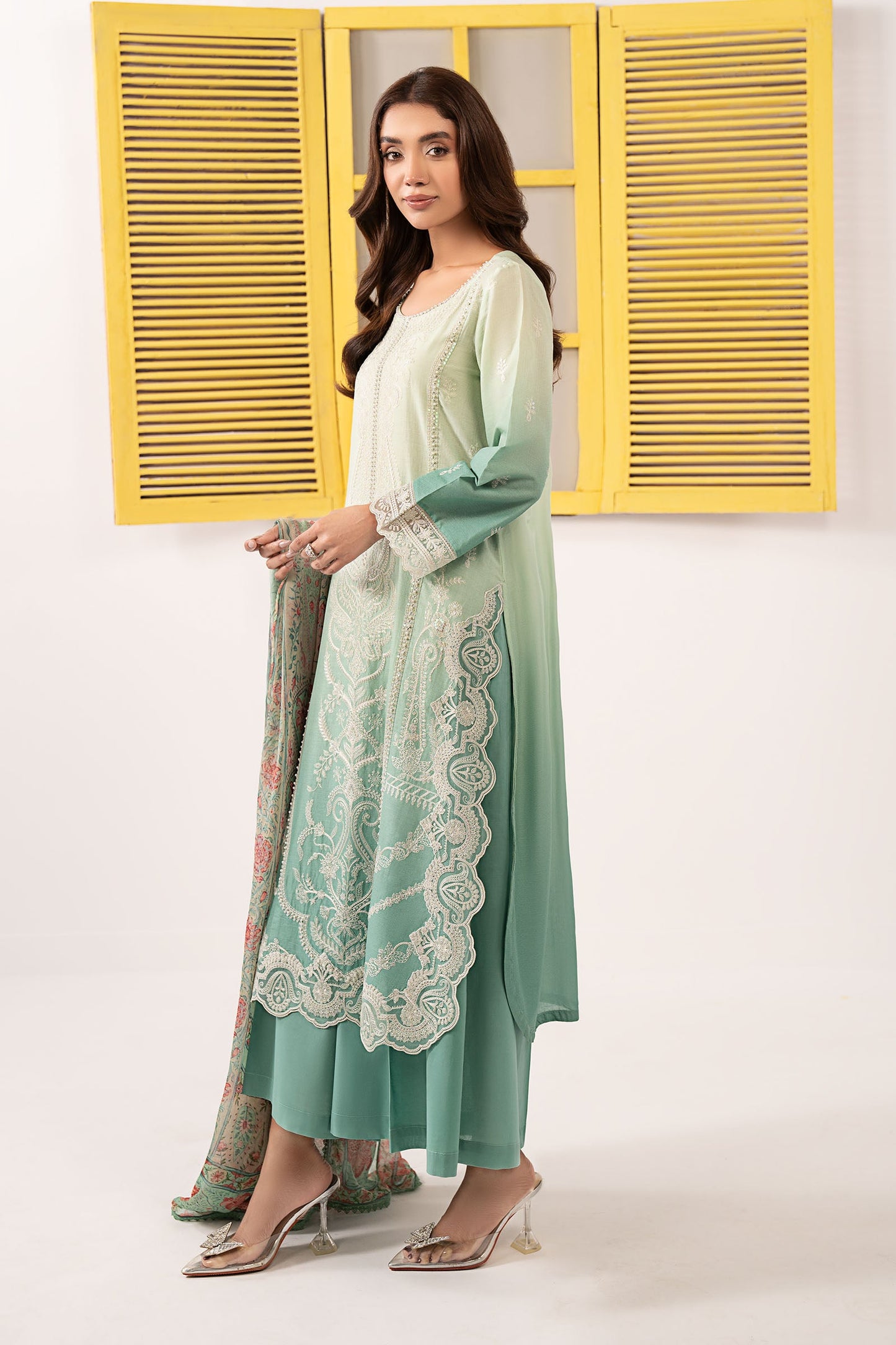3 Piece Embroidered Dobby Lawn Suit