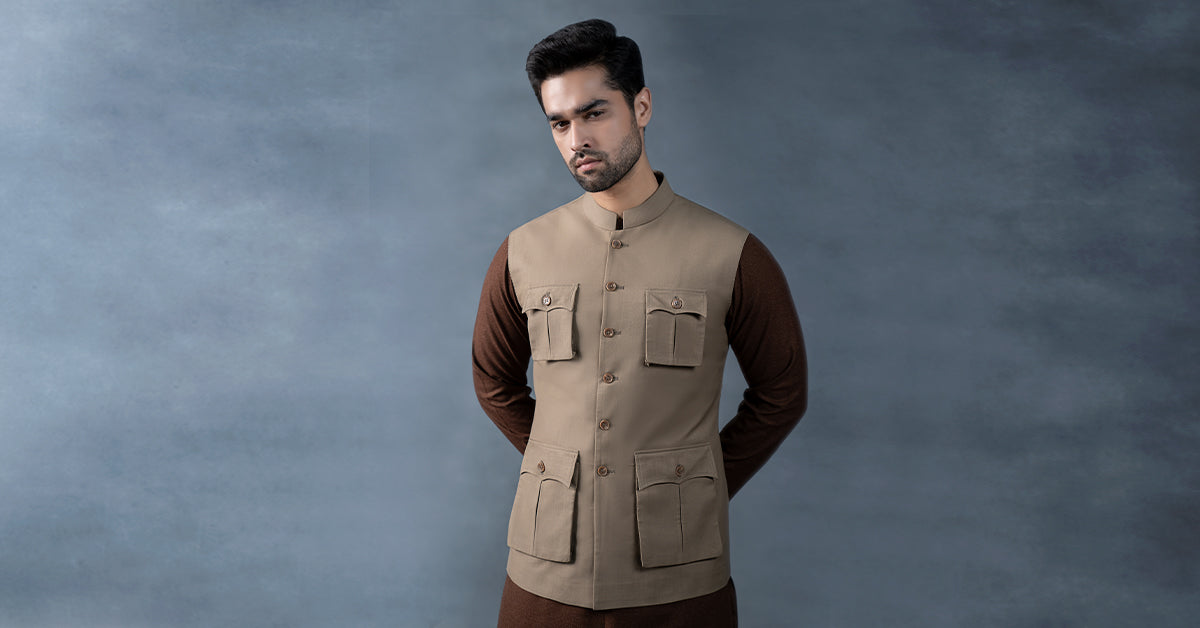 Tropical Khakki Waistcoat