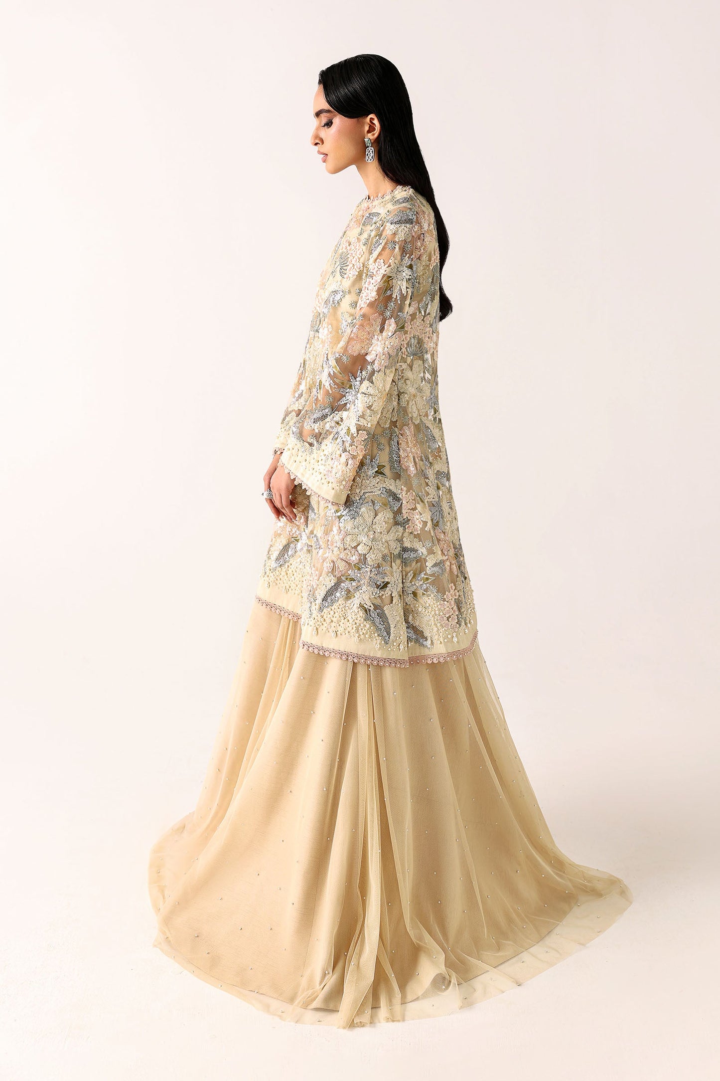 Embroidered Net Fabric (1Pc)