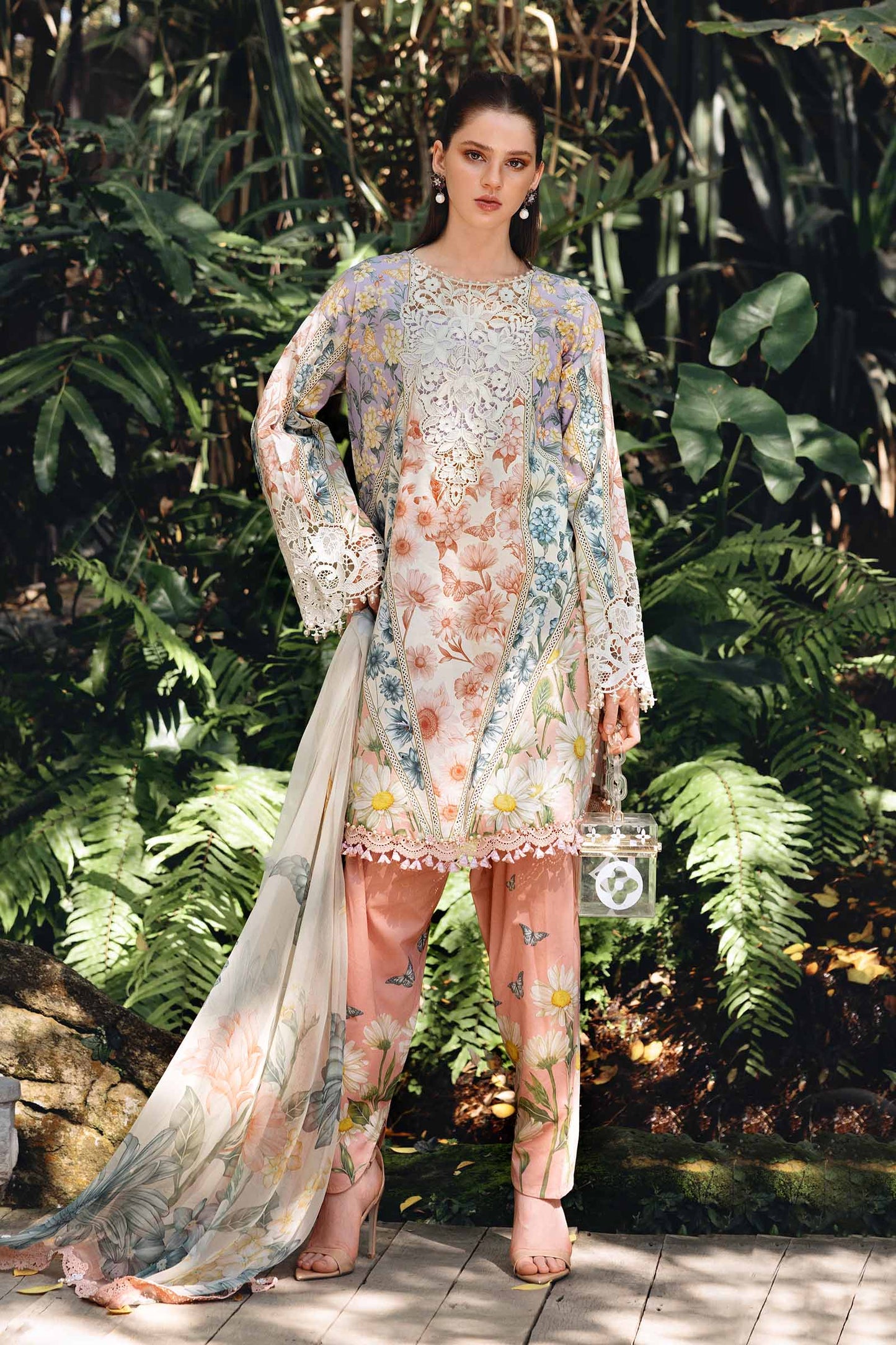 3 Piece Unstitched Embroidered Lawn Suit