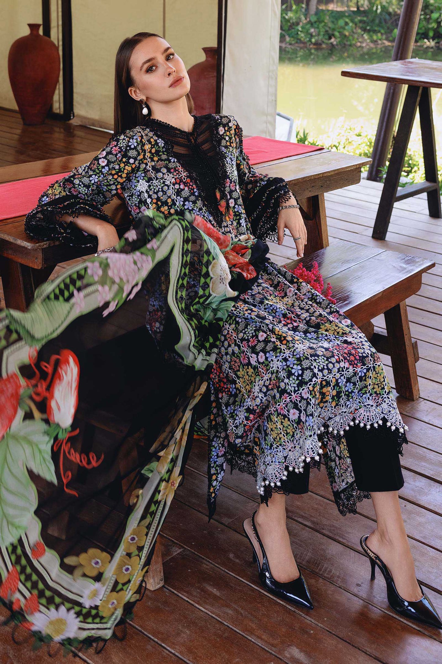 3 Piece Unstitched Embroidered Lawn Suit