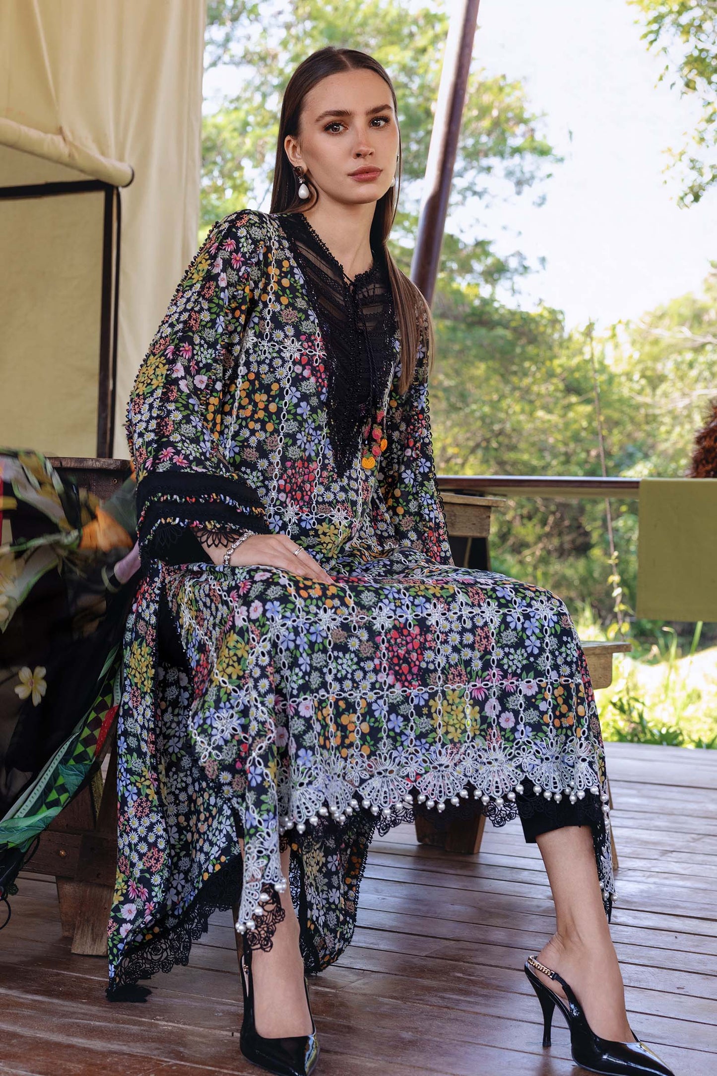3 Piece Unstitched Embroidered Lawn Suit