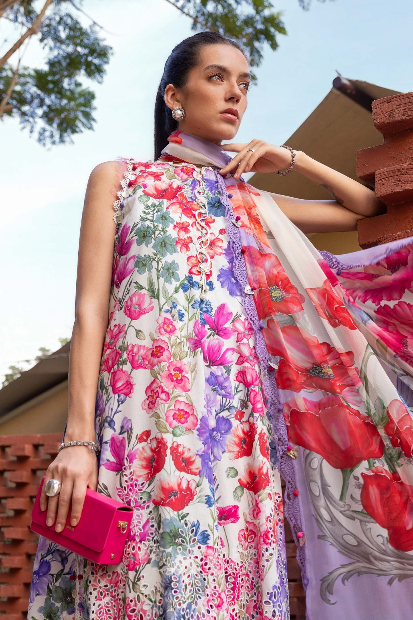 3 Piece Unstitched Embroidered Lawn Suit