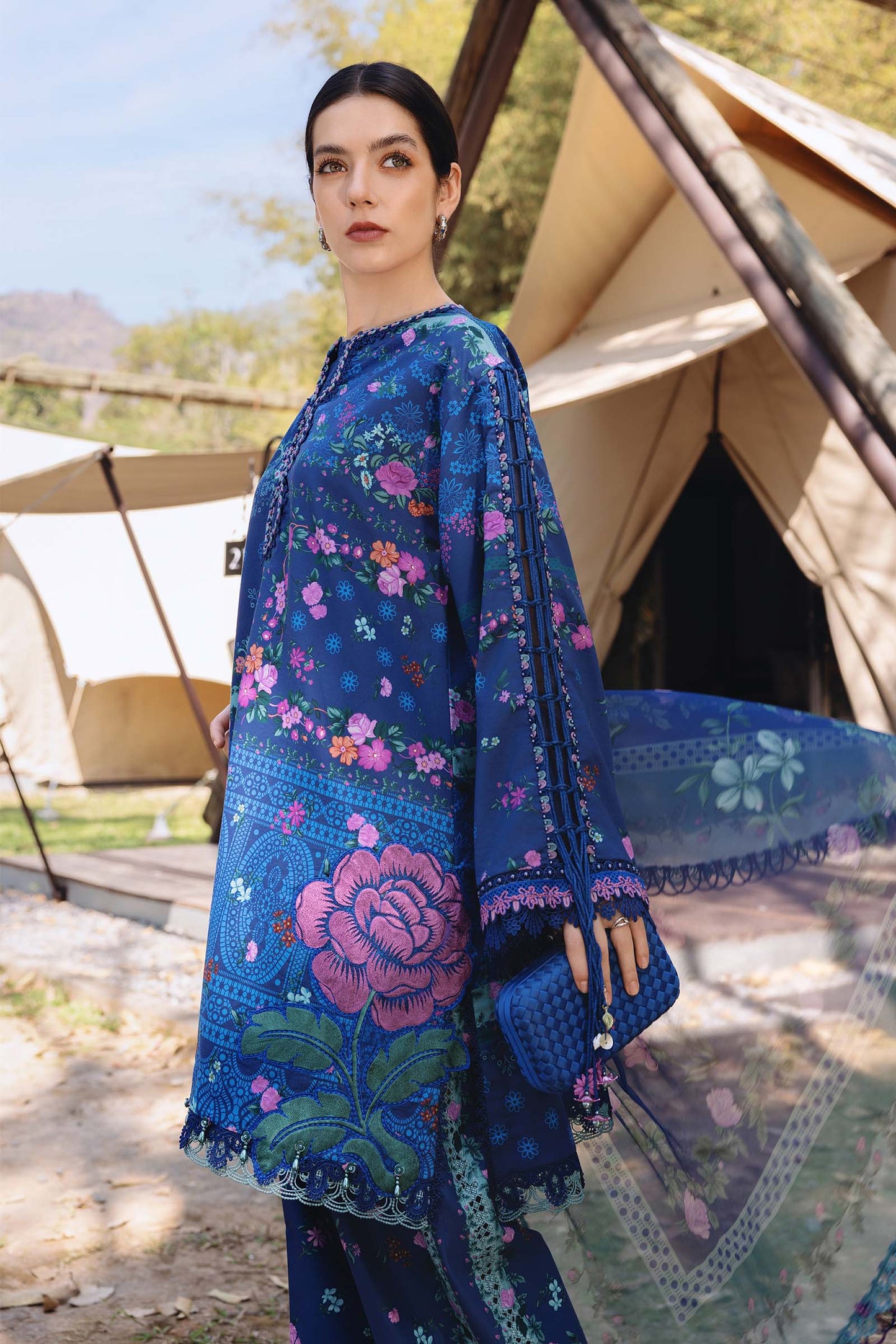 3 Piece Unstitched Embroidered Lawn Suit