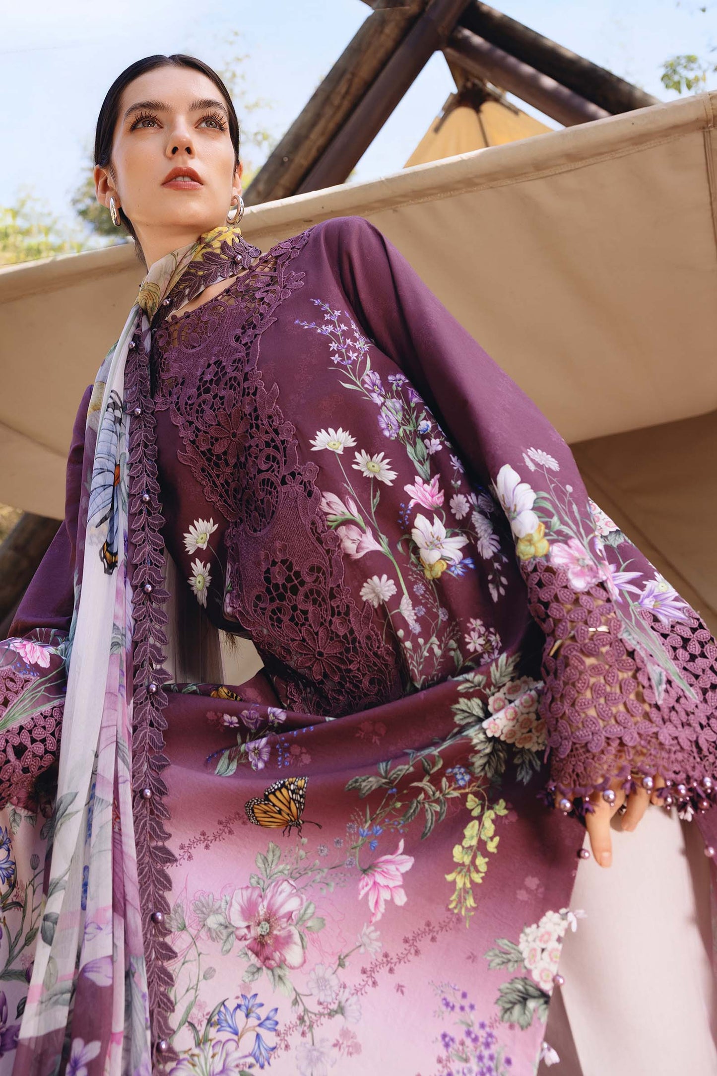 3 Piece Unstitched Embroidered Lawn Suit