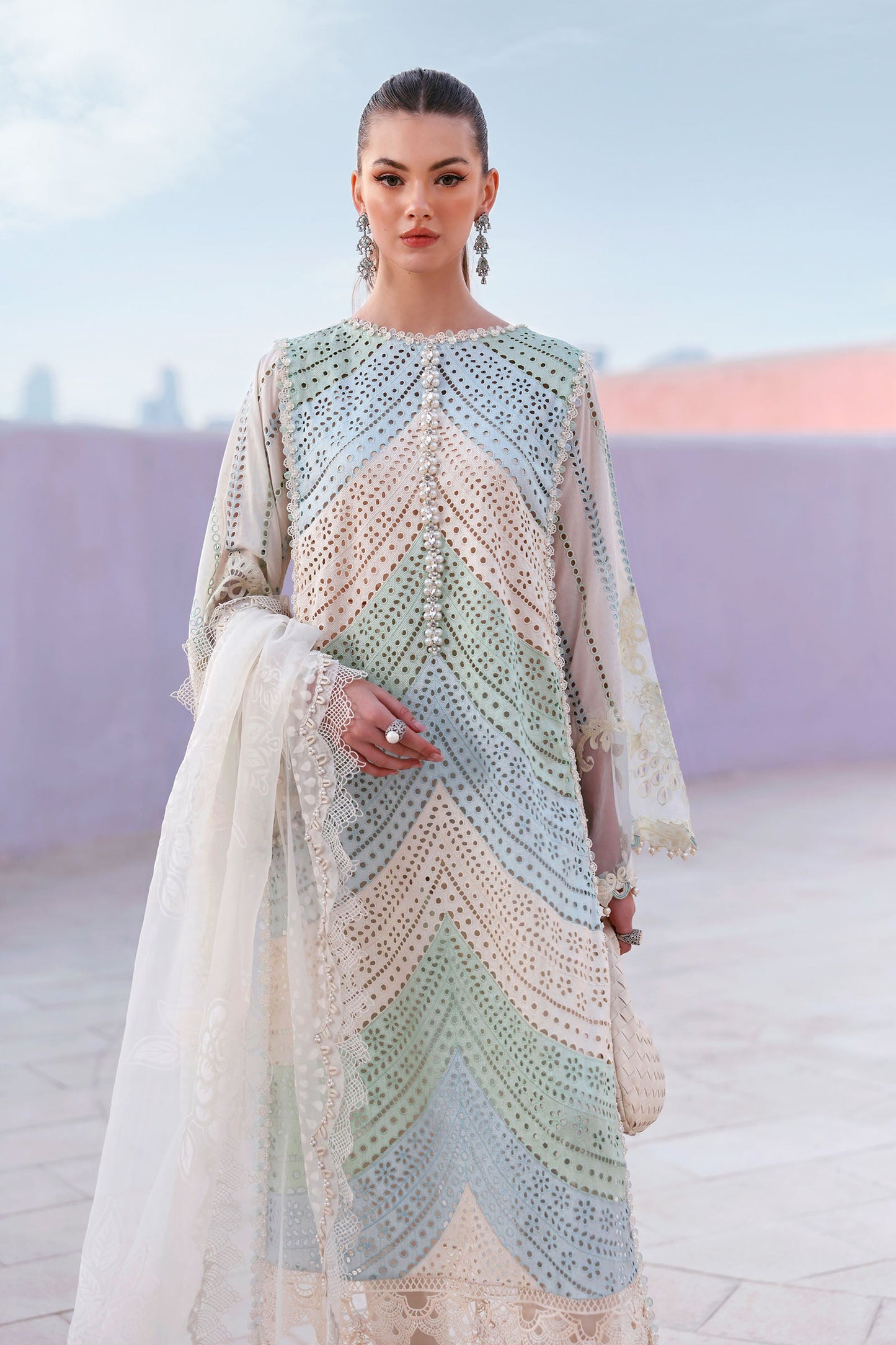3 Piece Unstitched Embroidered Lawn Suit
