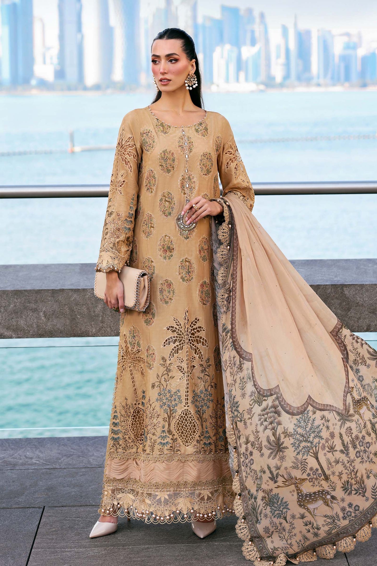 3 Piece Unstitched Embroidered Jacquard Lawn Suit