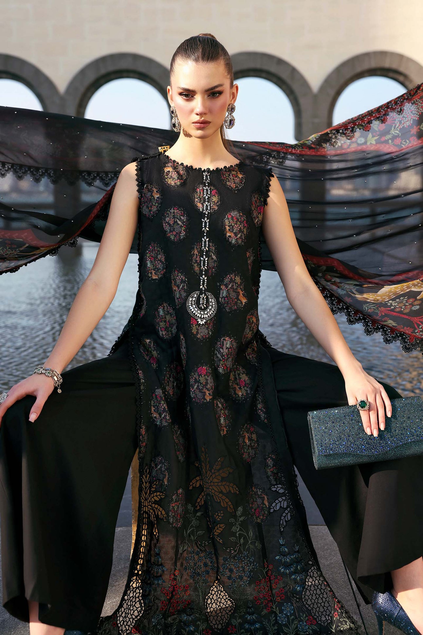 3 Piece Unstitched Embroidered Jacquard Lawn Suit