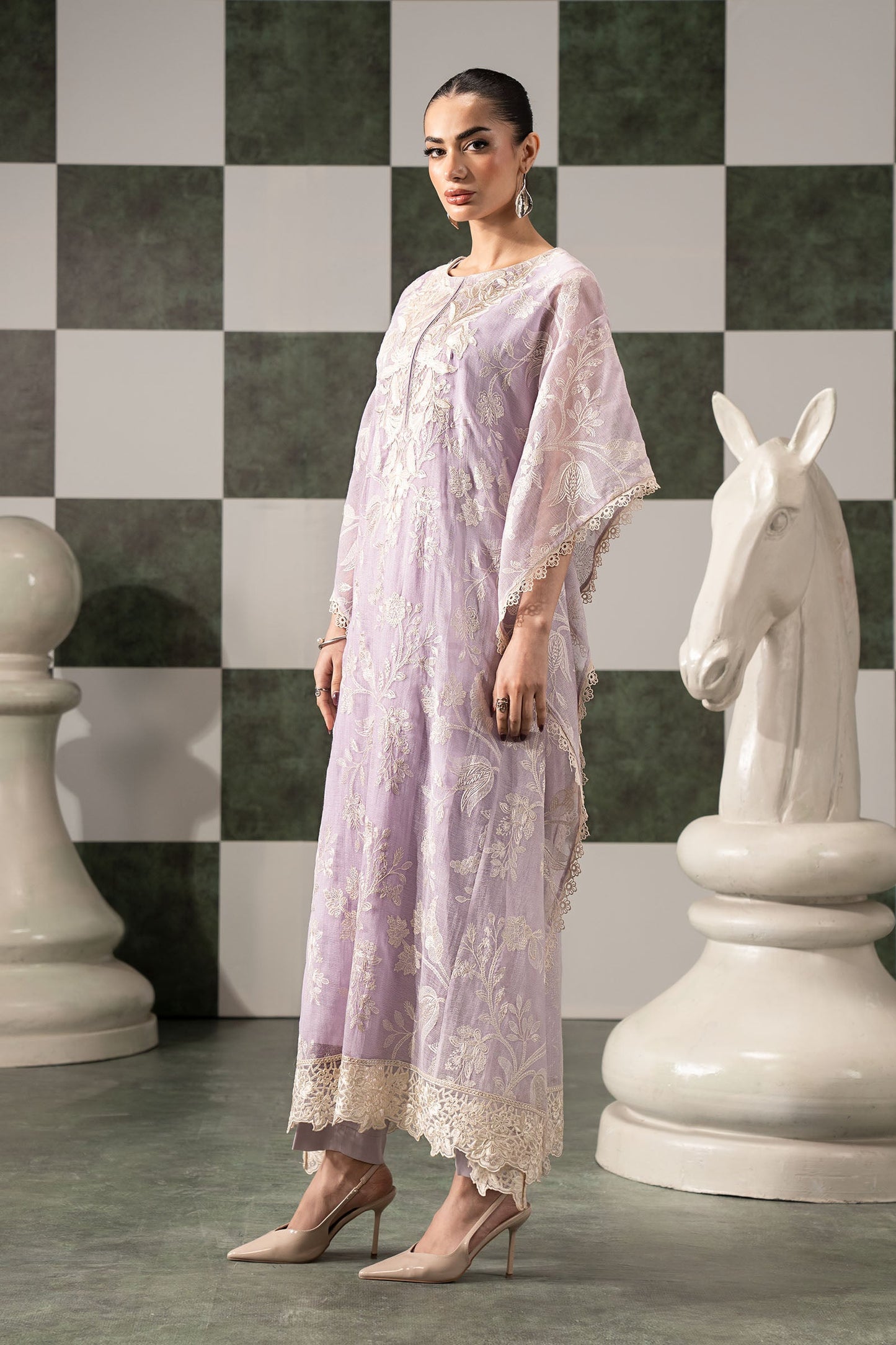 3 Piece Embroidered Cotton Net Suit