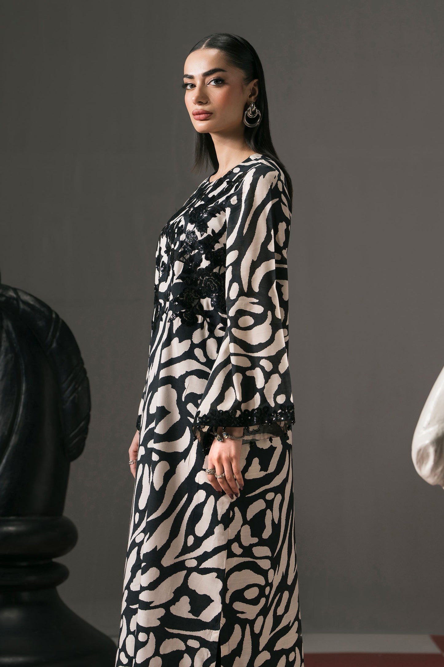 2 Piece Embroidered Raw Silk Suit