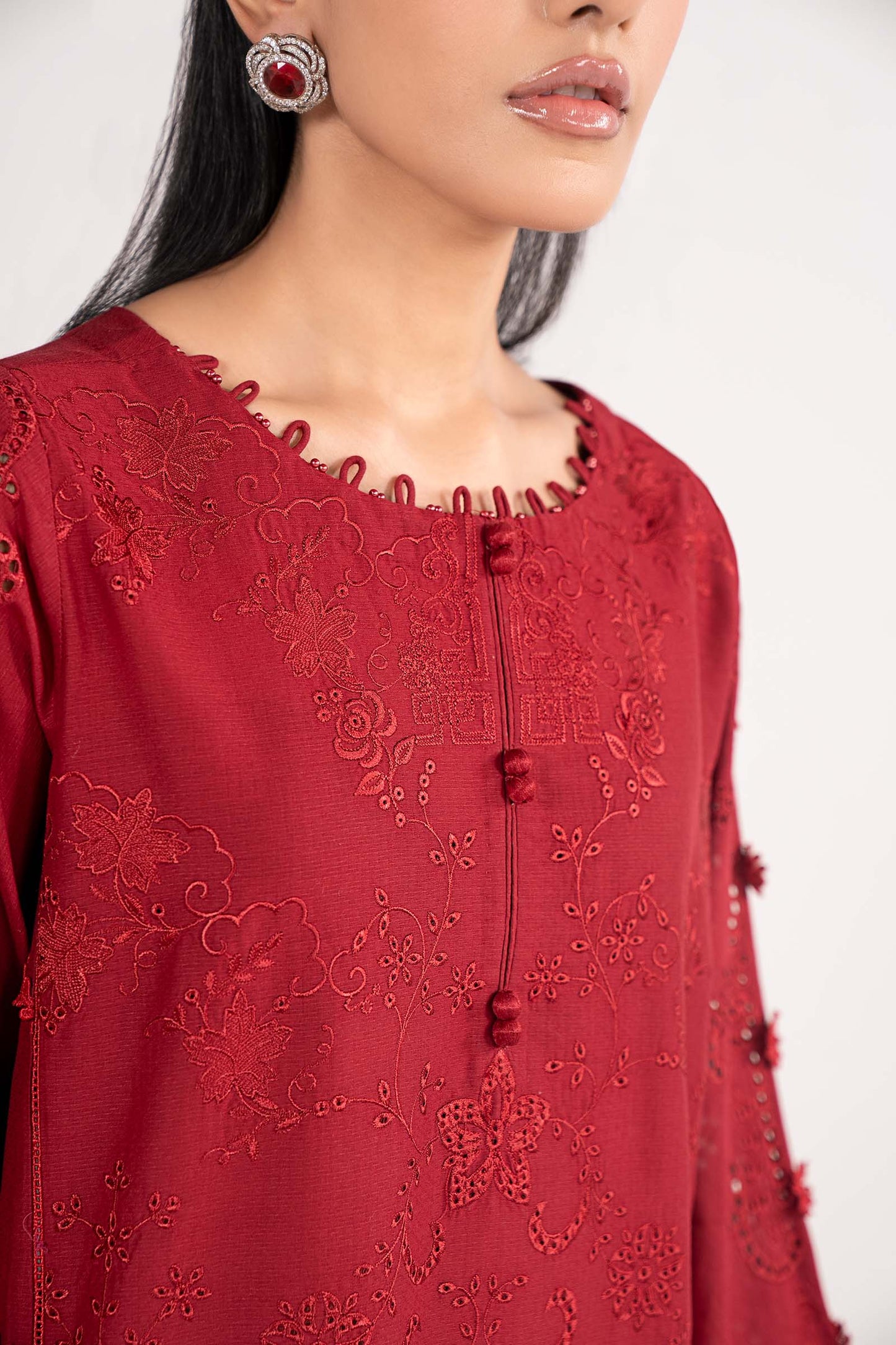 3 Piece Embroidered Dobby Lawn Suit