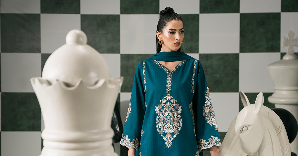 3 Piece Embroidered Dobby Lawn Suit