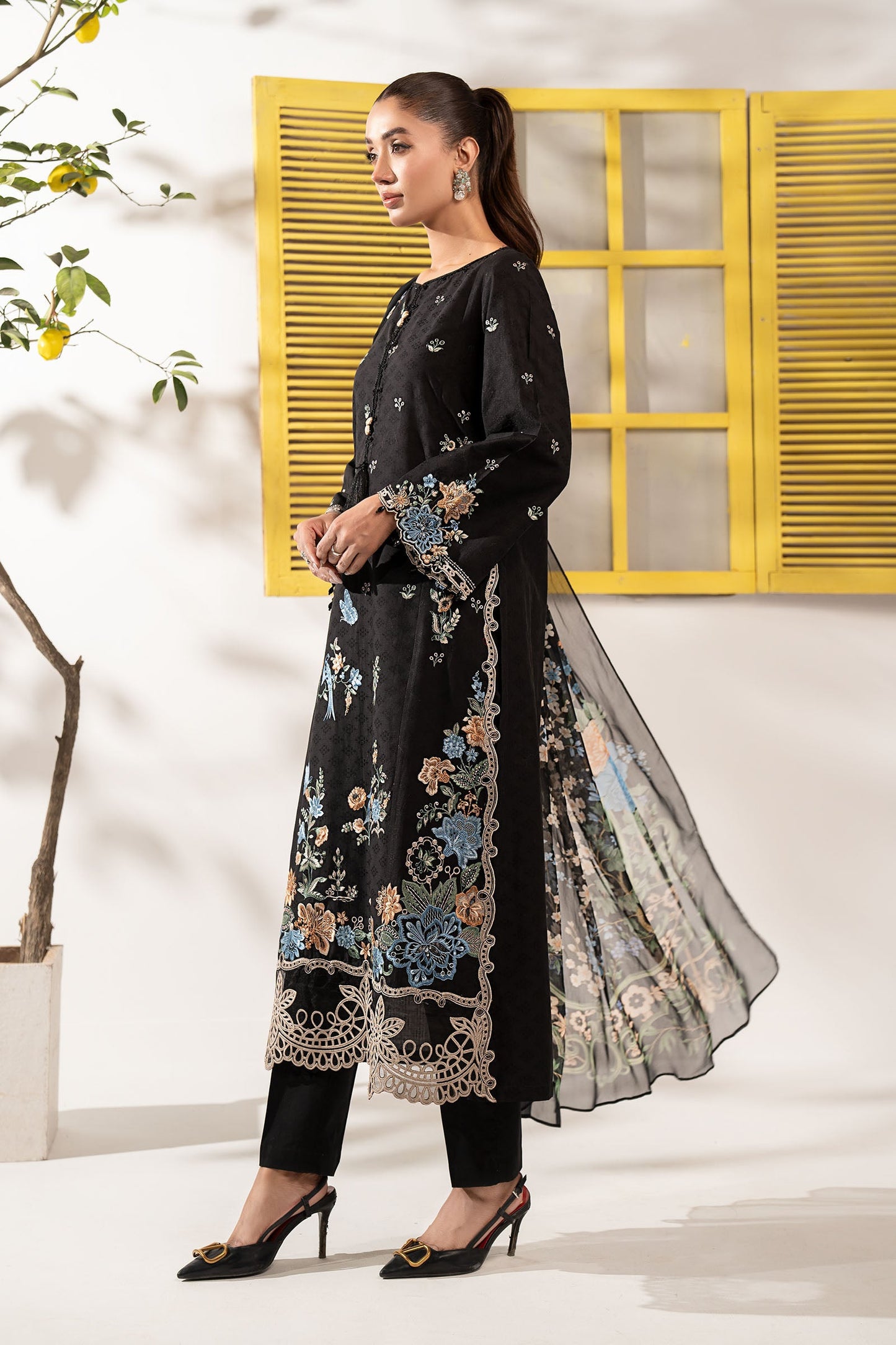 3 Piece Embroidered Dobby Lawn Suit