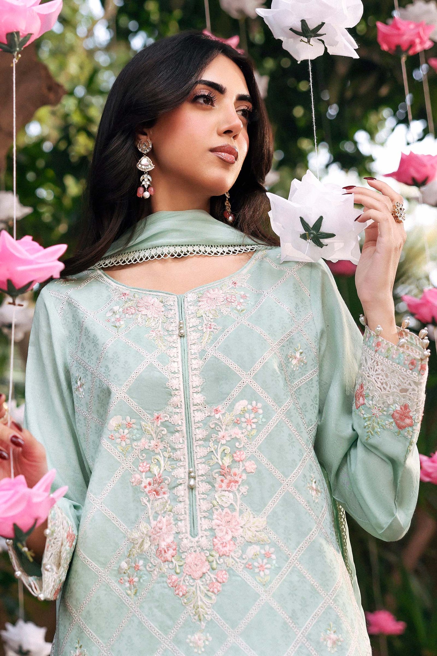 3 Piece Embroidered Dobby Lawn Suit