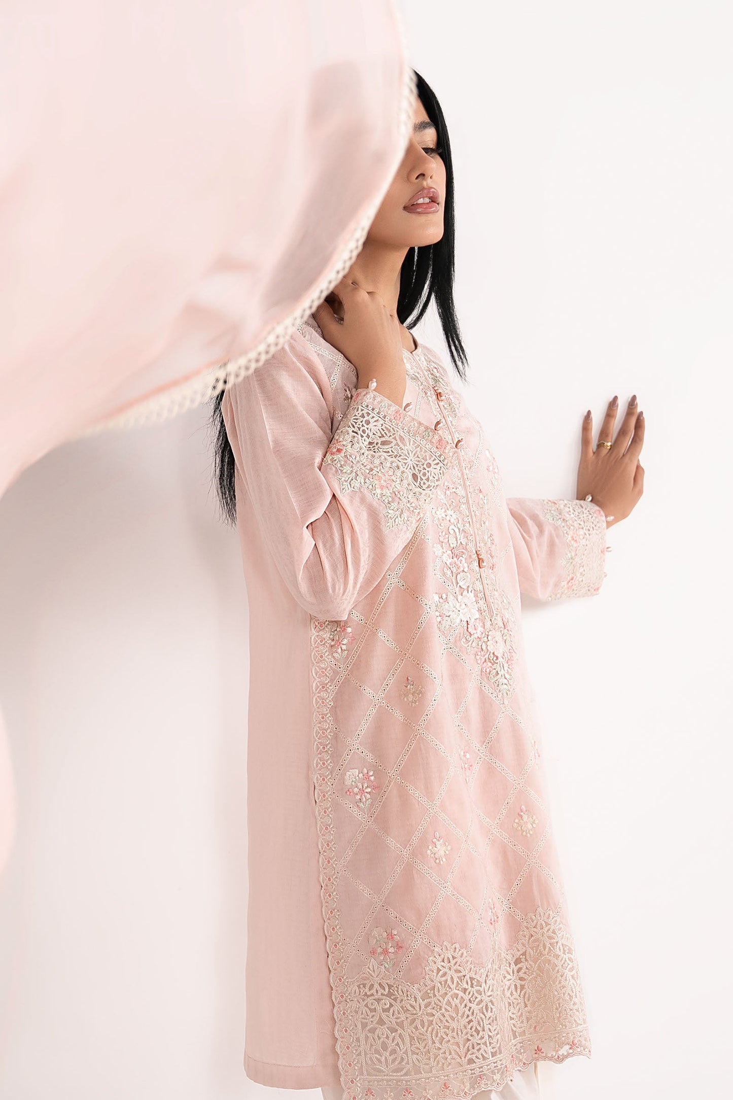 3 Piece Embroidered Dobby Lawn Suit