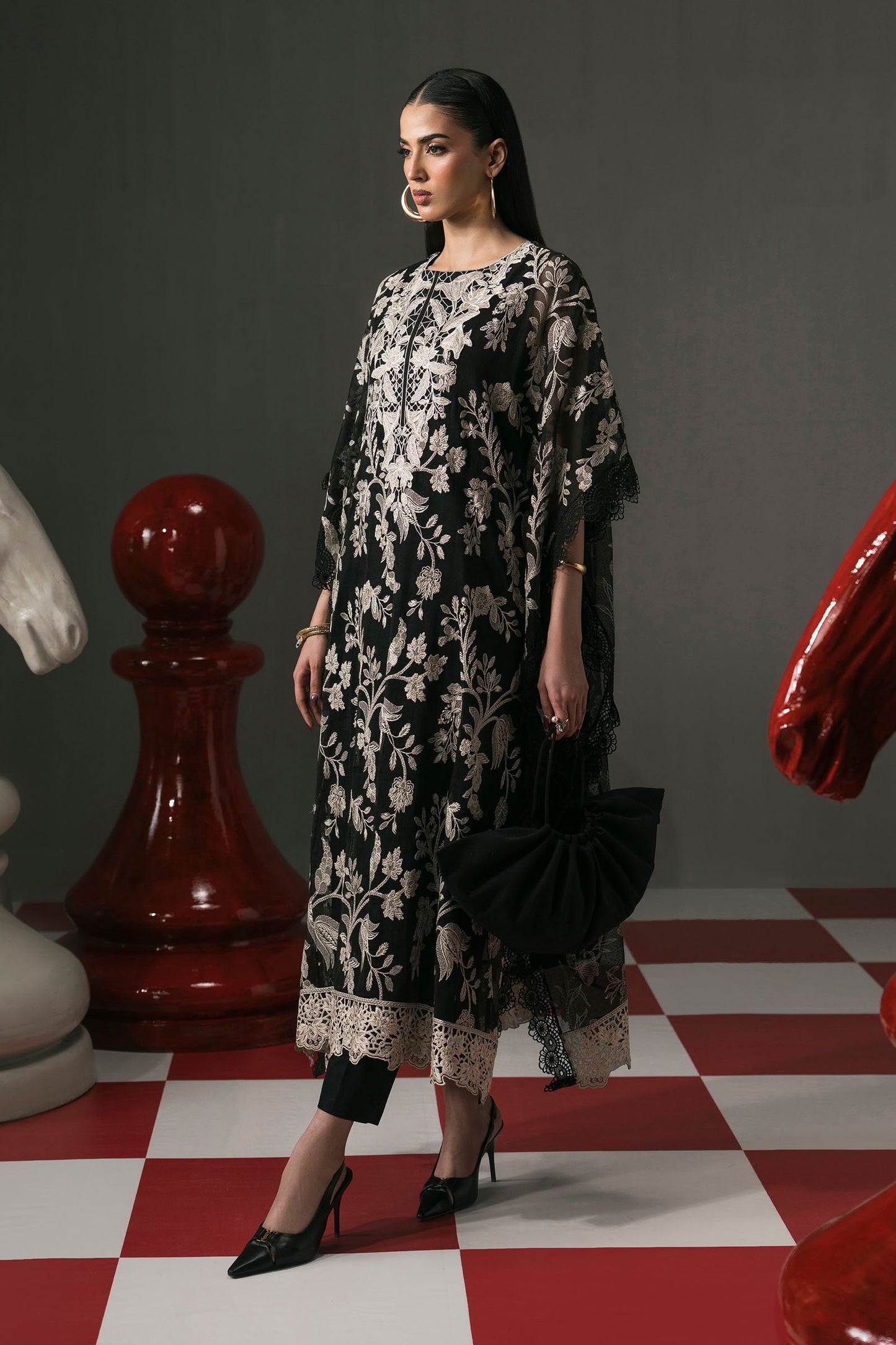 3 Piece Embroidered Cotton Net Suit