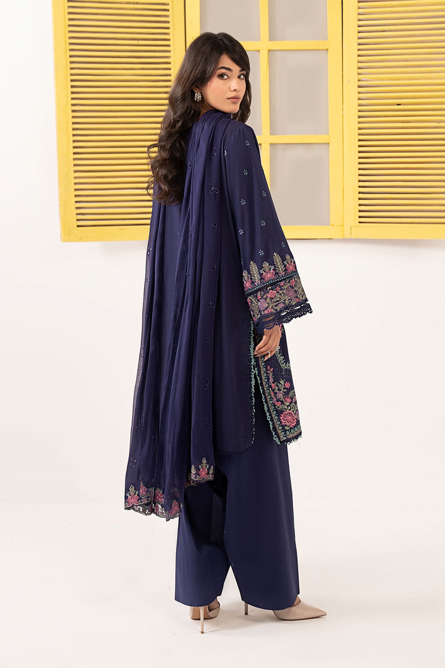 3 Piece Embroidered Dobby Lawn Suit