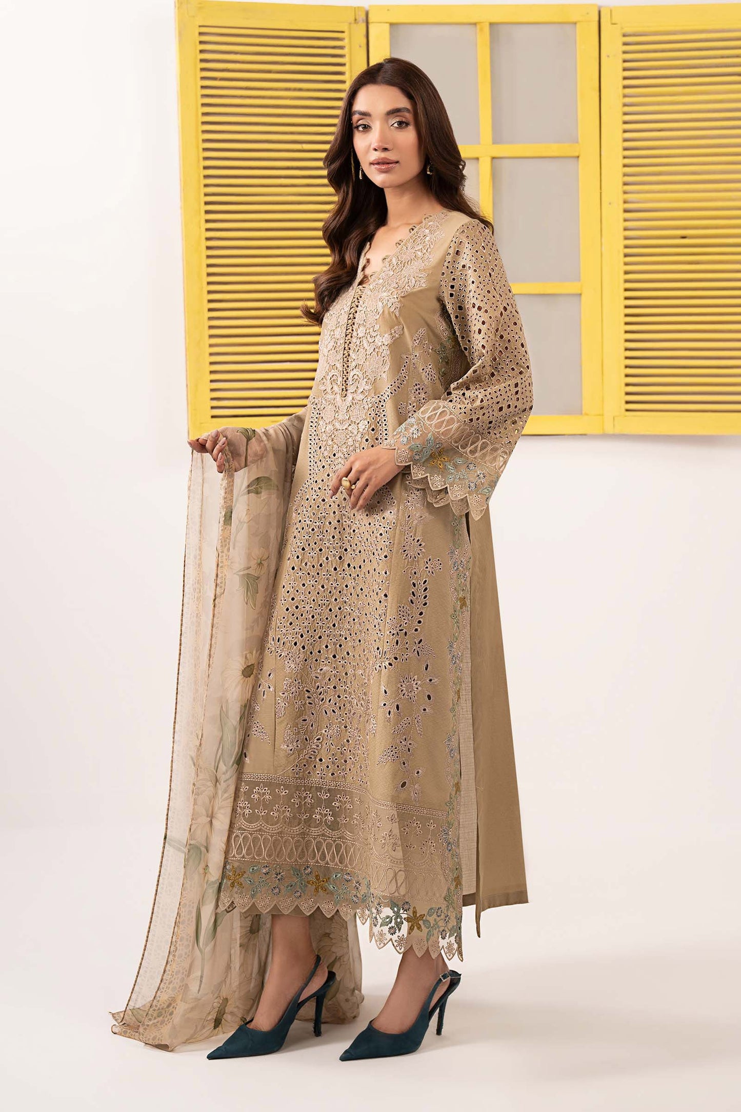 3 Piece Embroidered Dobby Lawn Suit