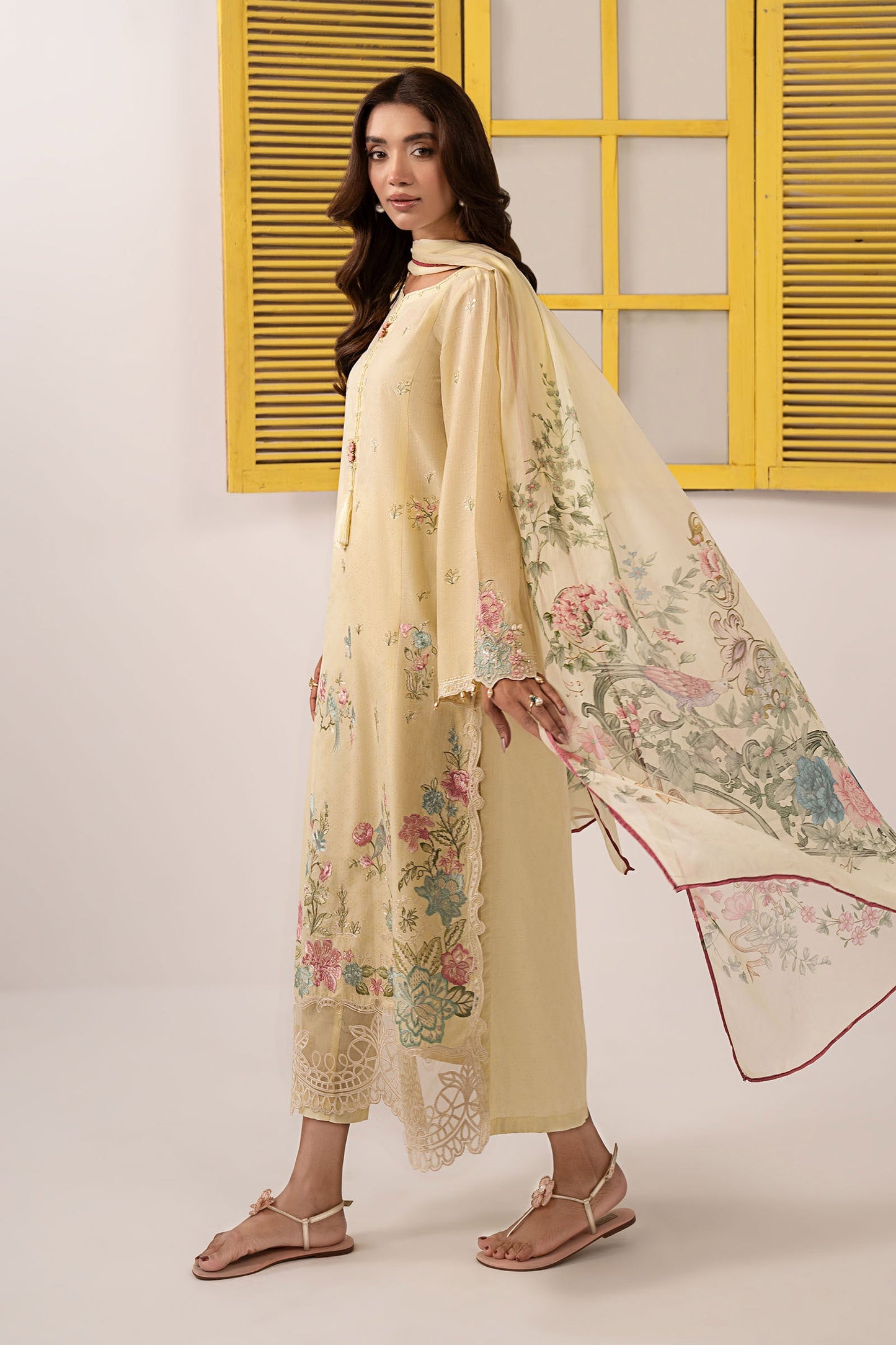 3 Piece Embroidered Dobby Lawn Suit