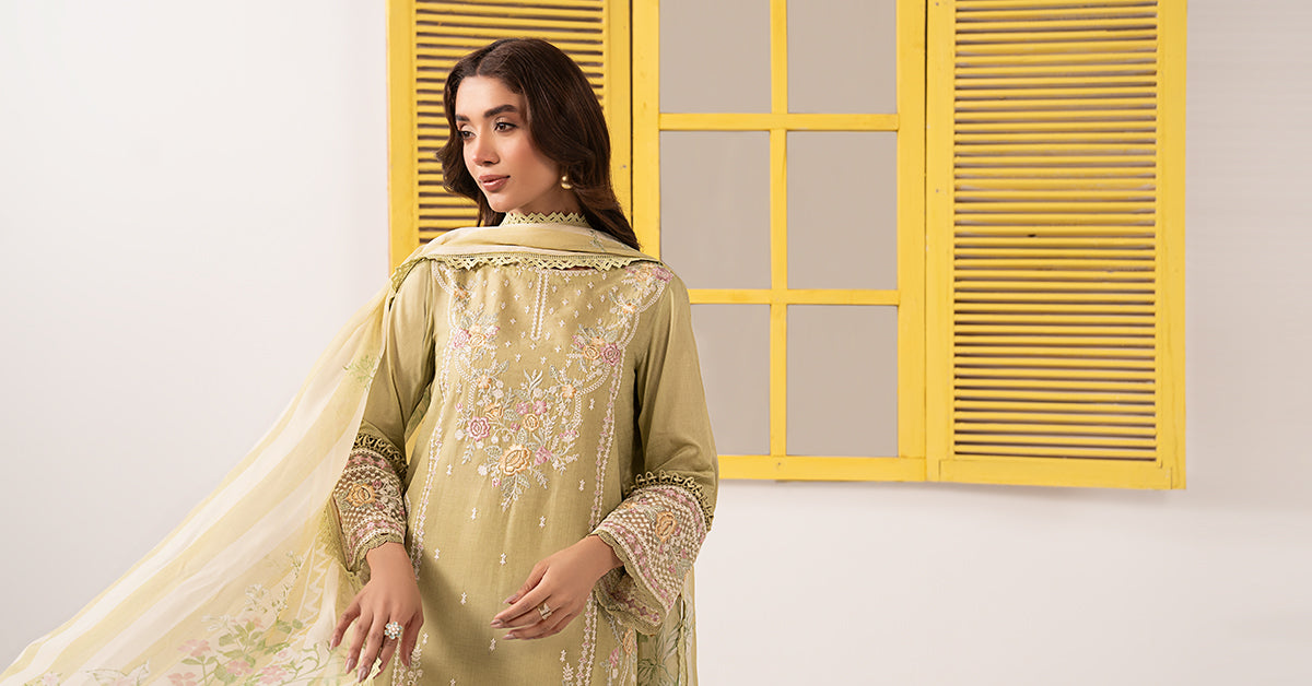 3 Piece Embroidered Dobby Lawn Suit
