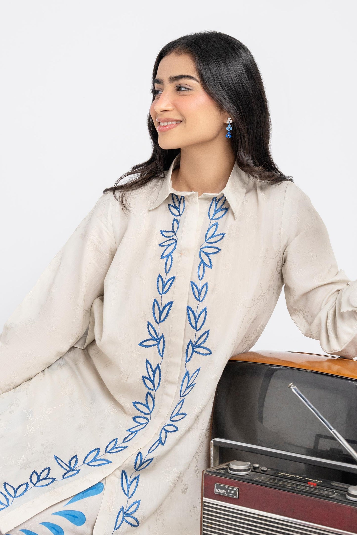 2 Pc Embroidered Dobby Viscose Suit