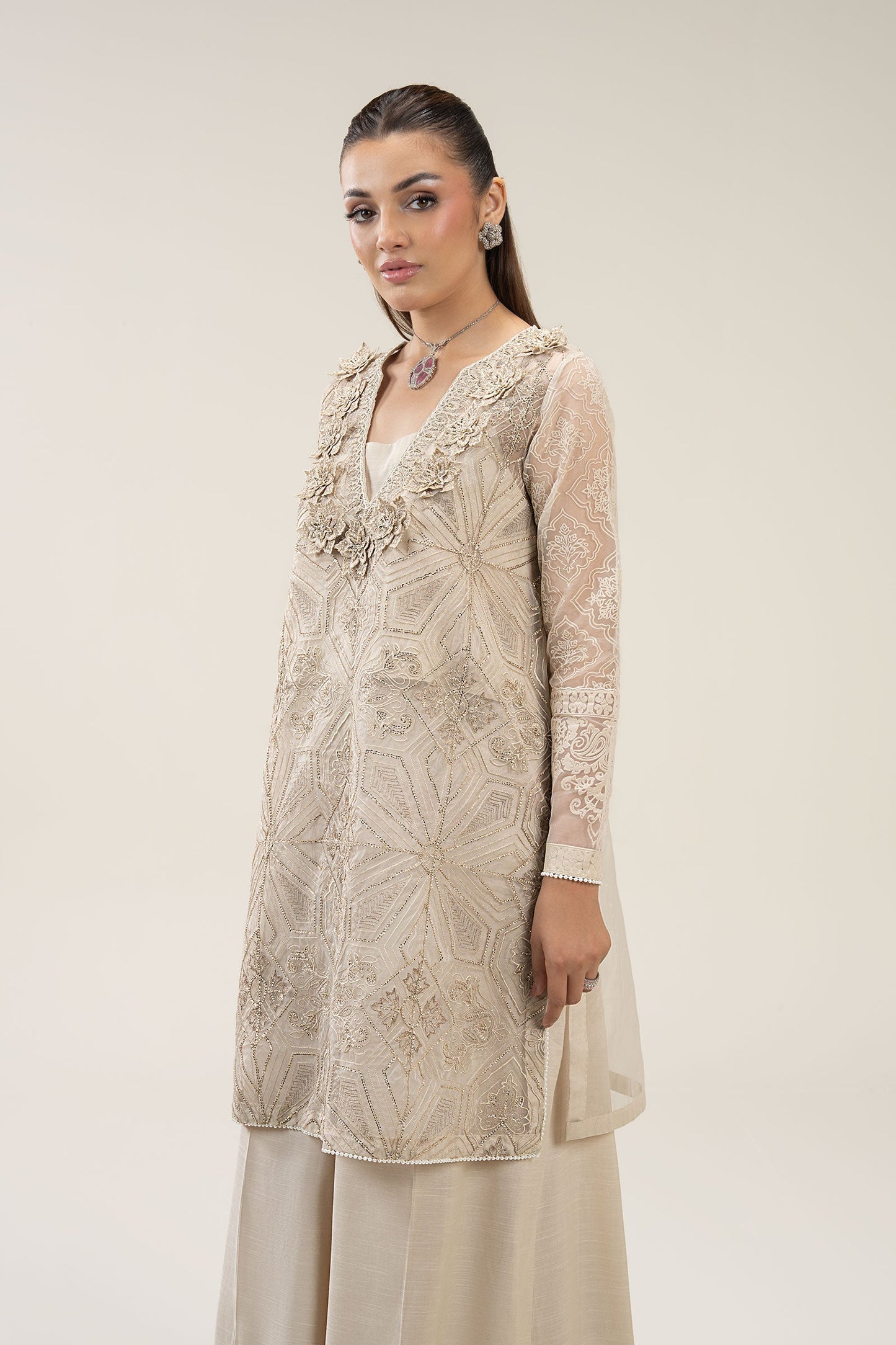2 Pc Embroidered Organza Suit