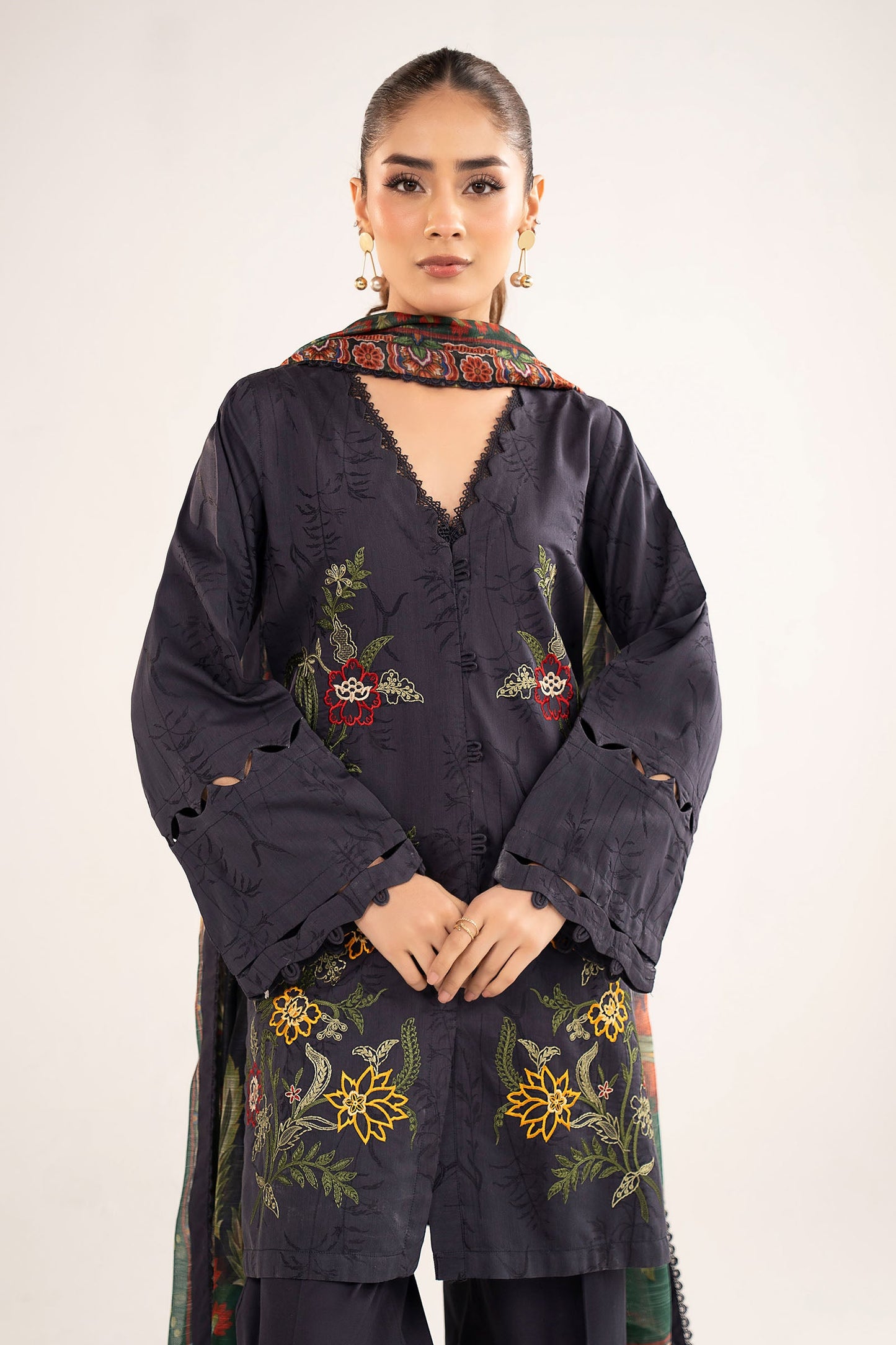 2 Pc Embroidered Viscose Suit