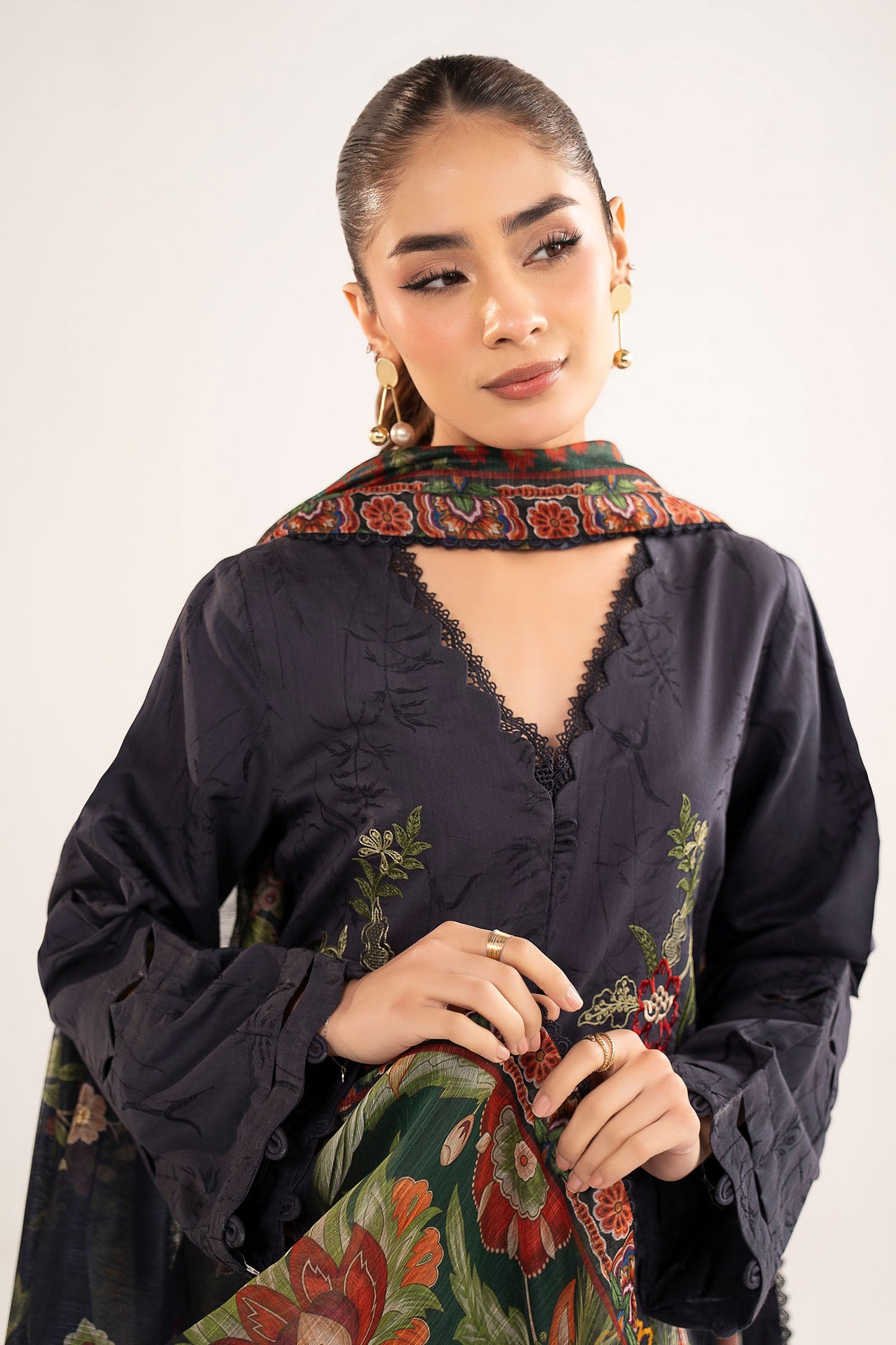 2 Pc Embroidered Viscose Suit