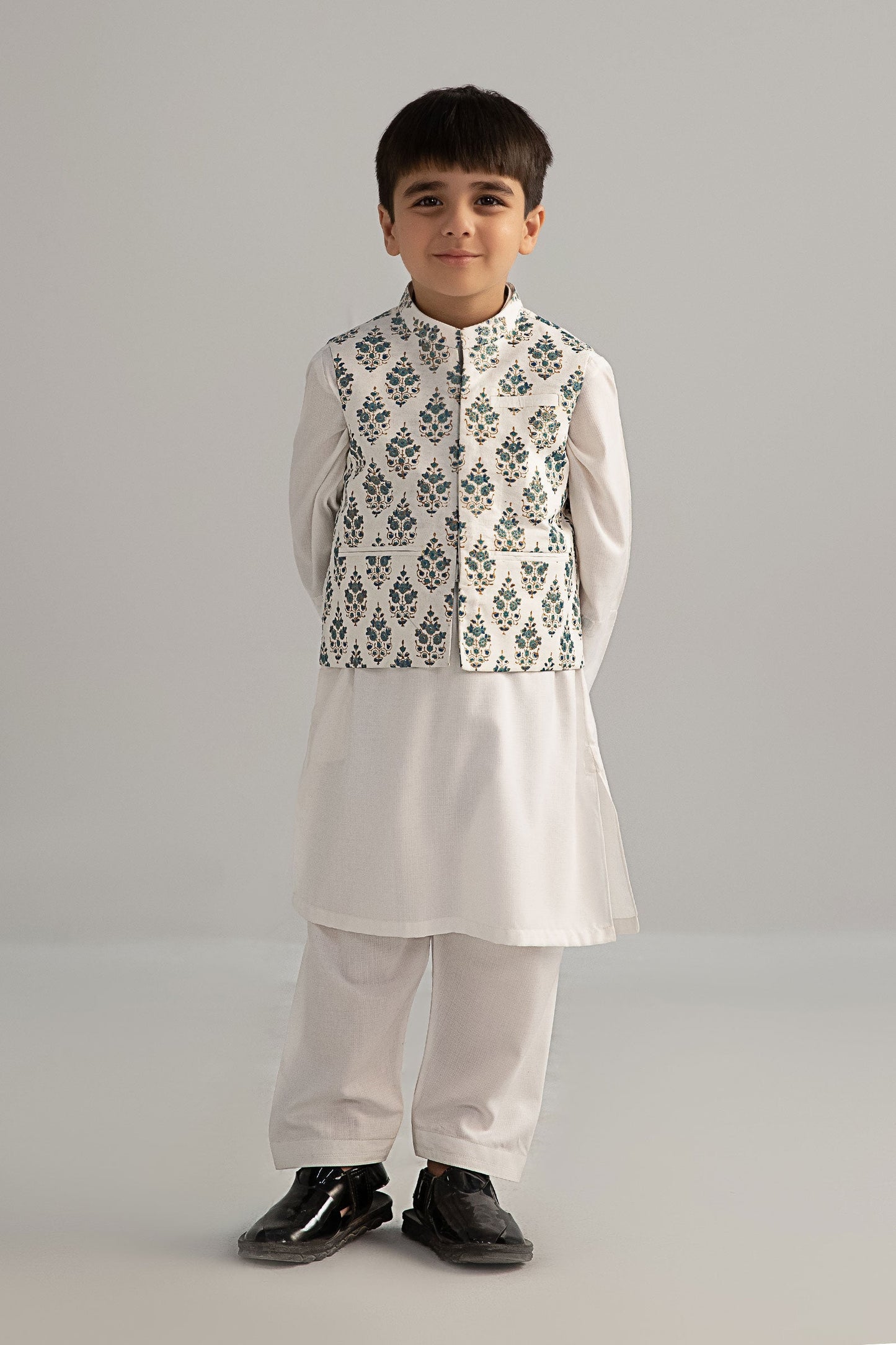 3 Piece Printed Blended Suit