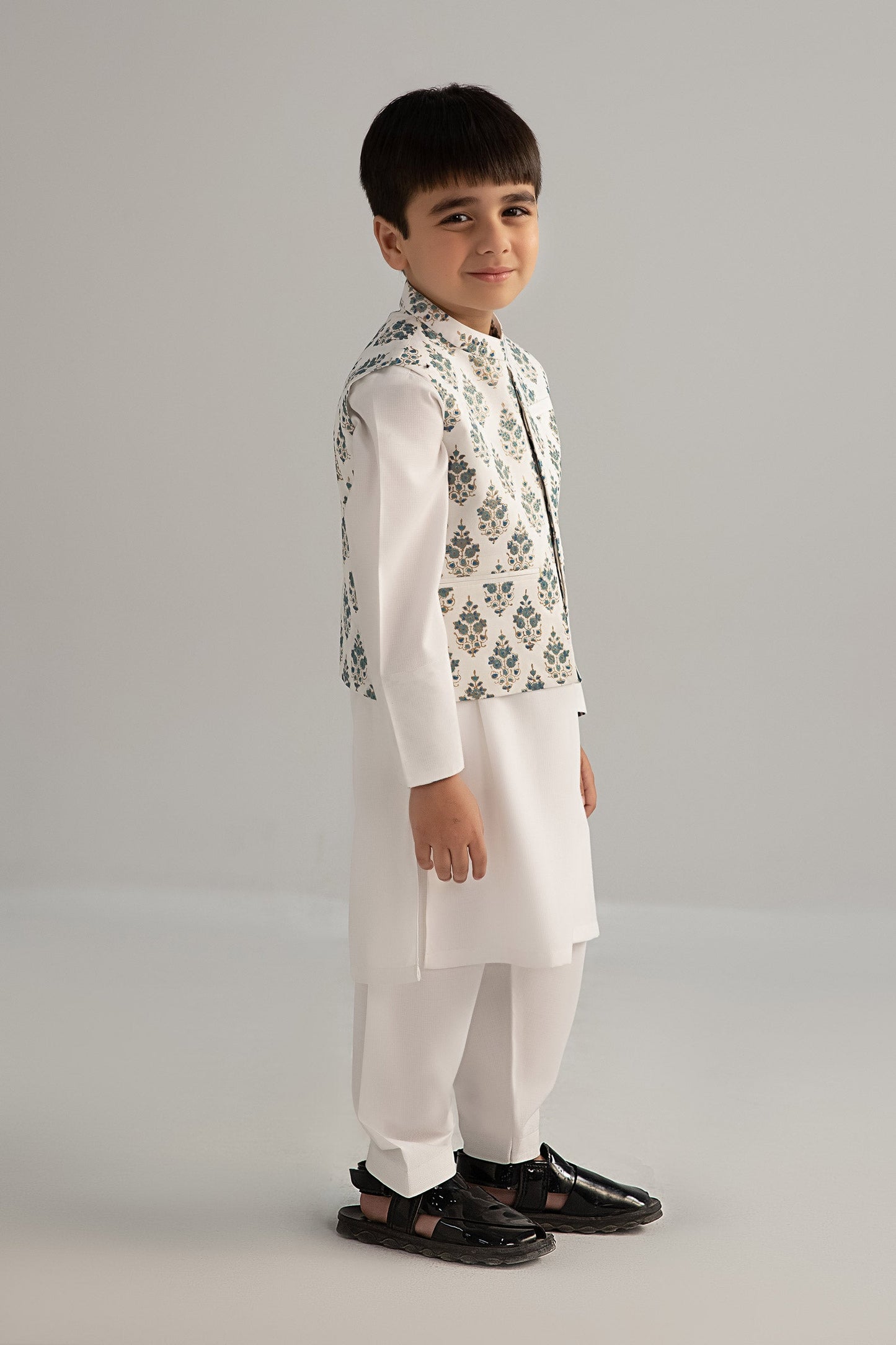 3 Piece Printed Blended Suit