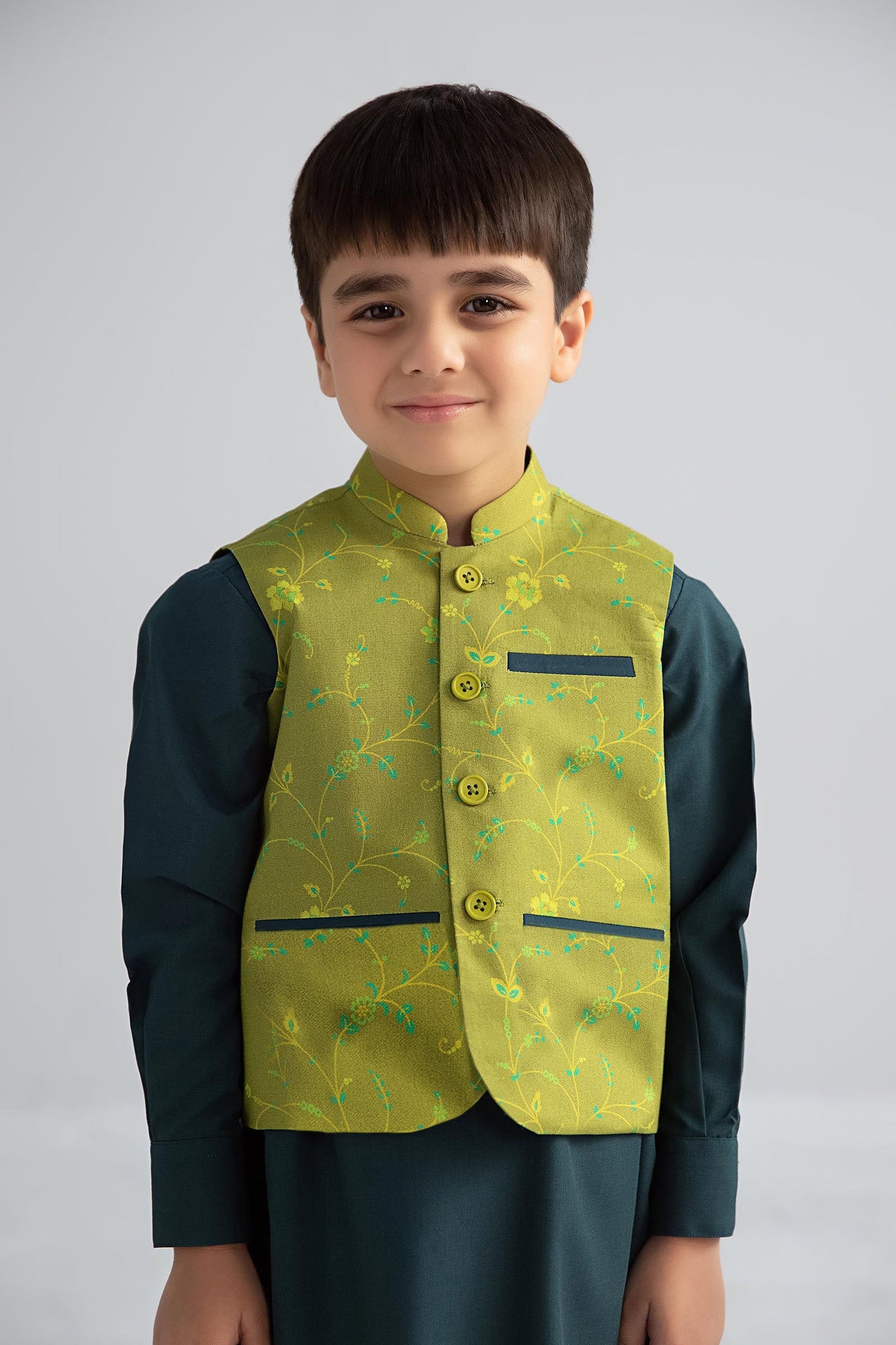 3 Piece Printed Blended Suit