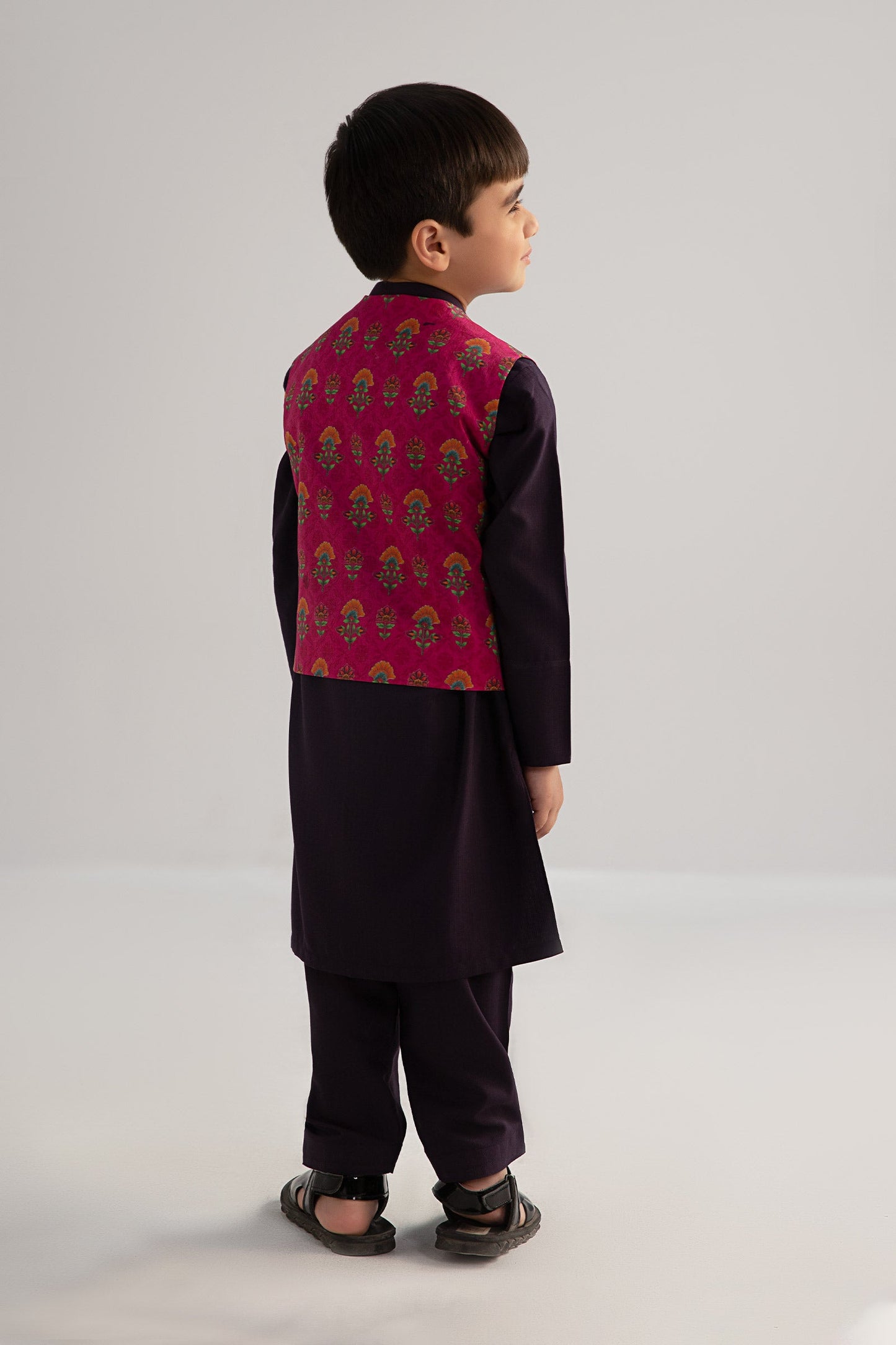 3 Piece Printed Blended Suit