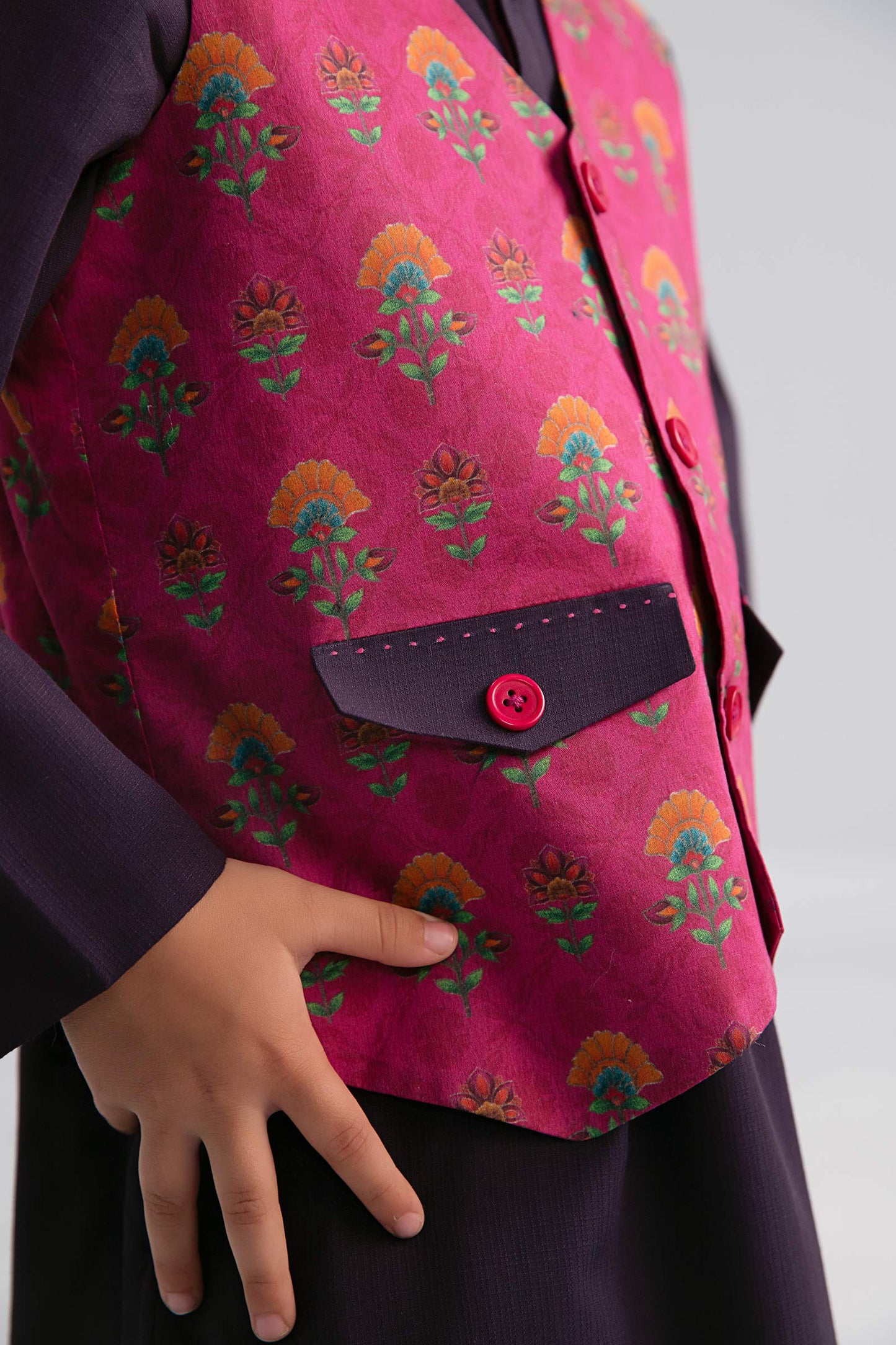 3 Piece Printed Blended Suit