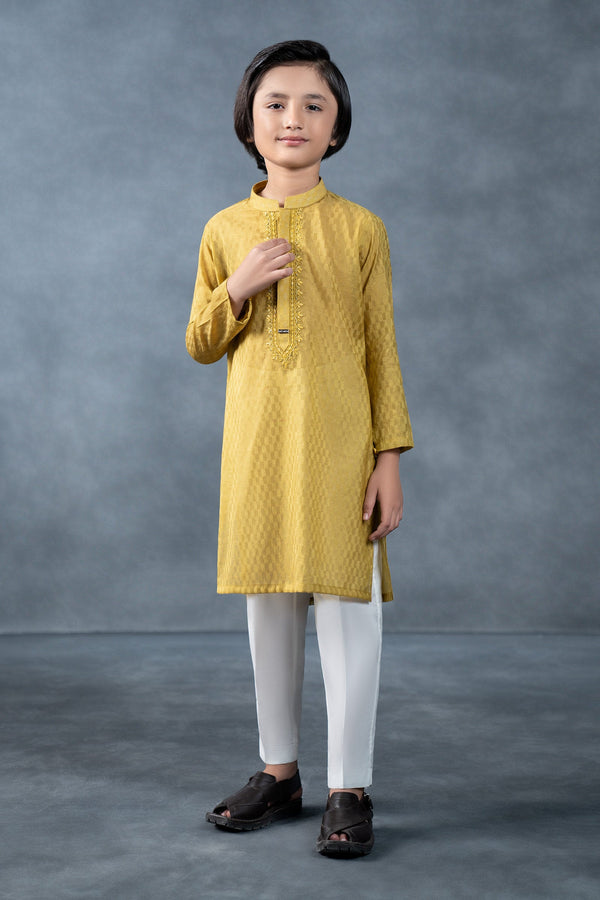 Hand-Embroidered Cotton Jacquard Kurta