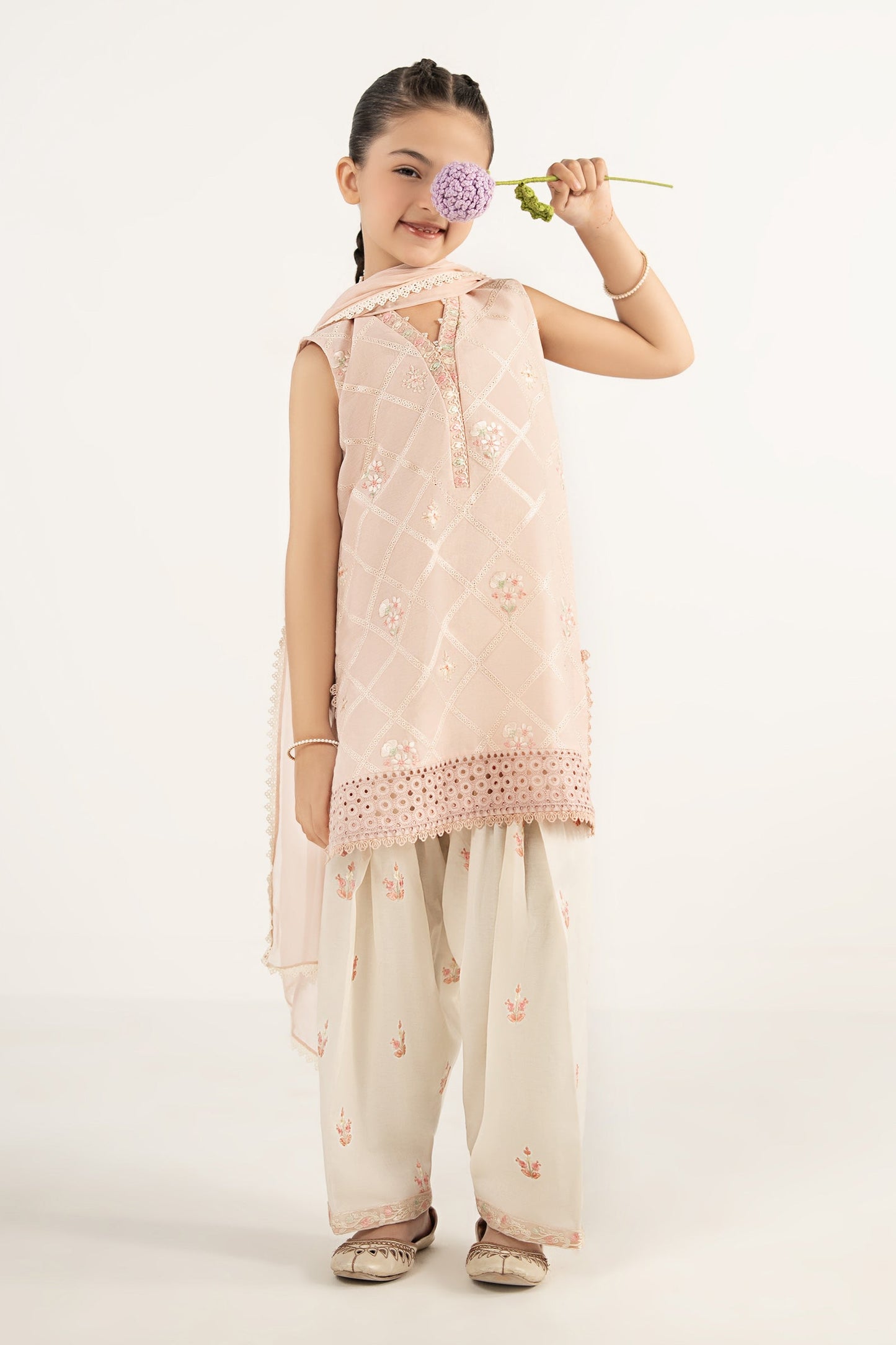 3 Piece Embroidered Dobby Lawn Suit
