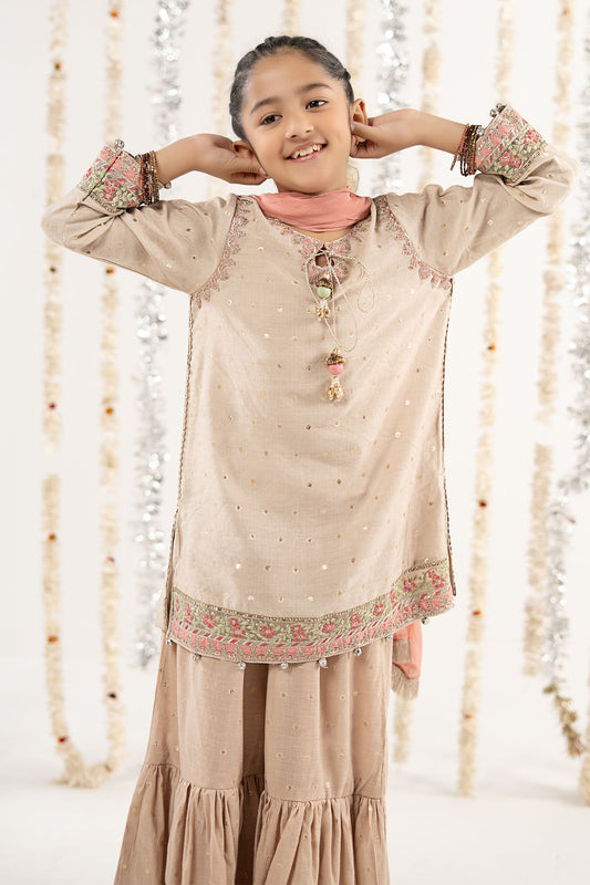 3 Piece Embroidered Lurex Jacquard Suit