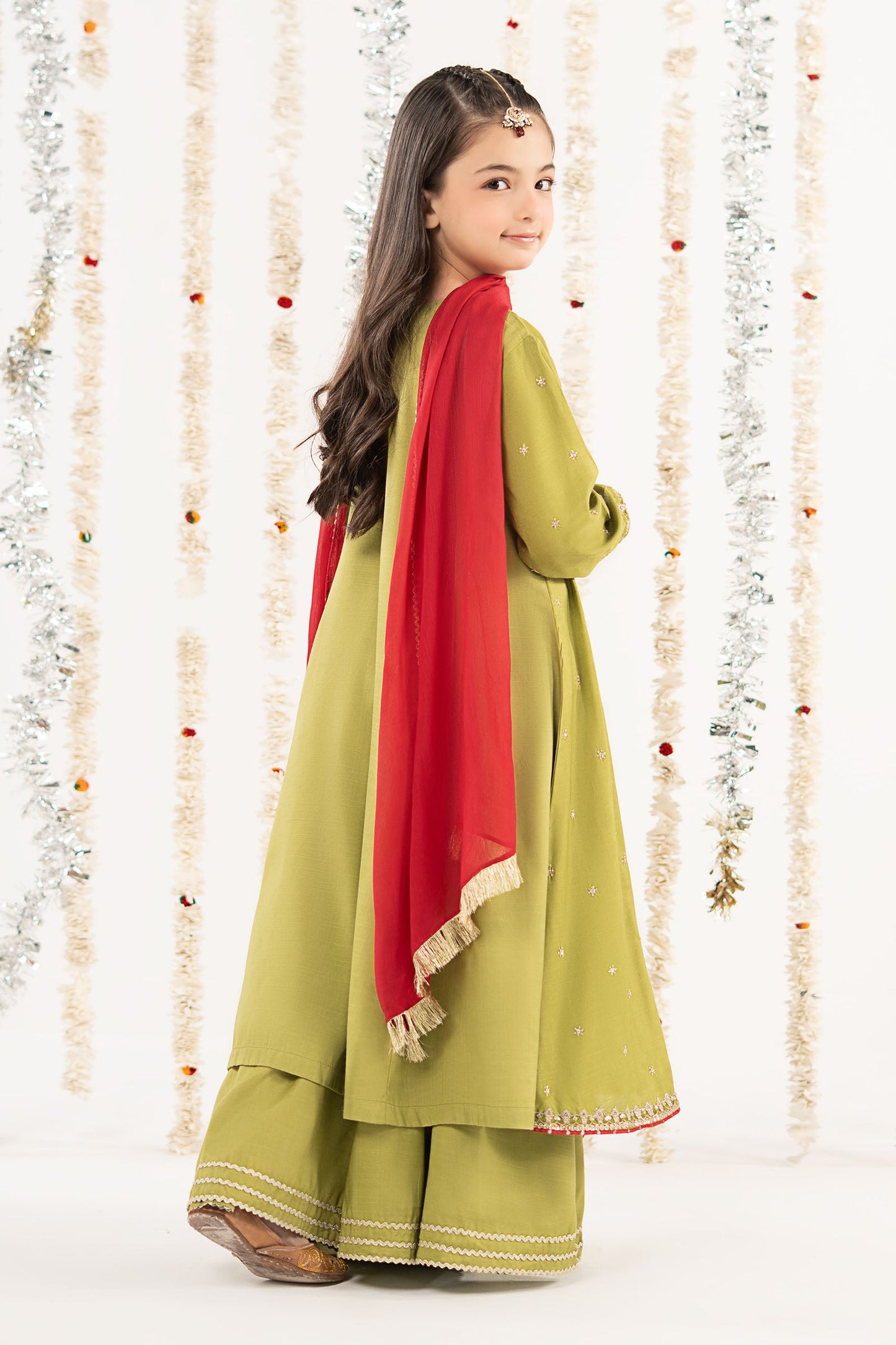 3 Piece Embroidered Raw Silk Suit