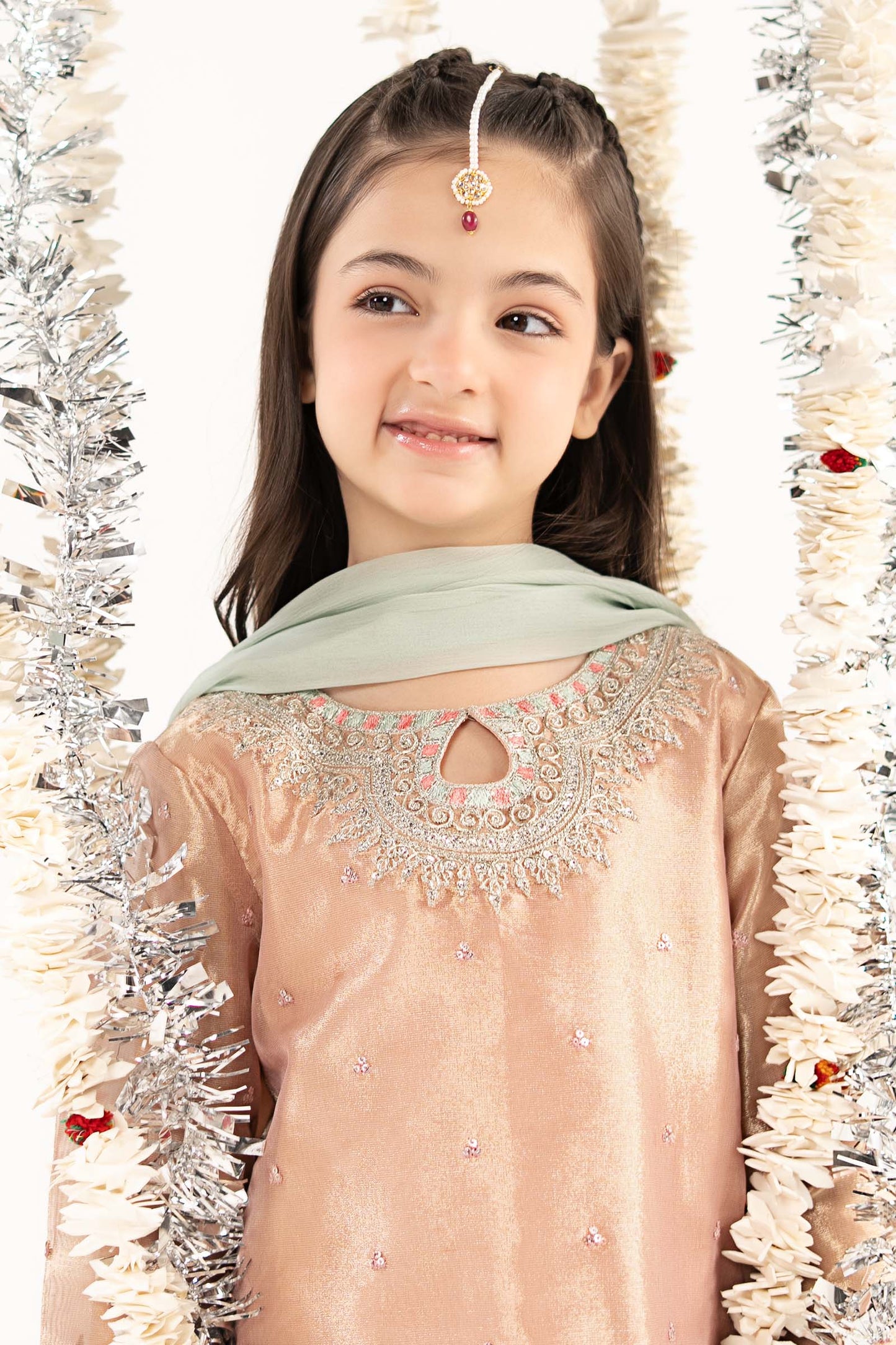 3 Piece Embroidered Tissue Suit