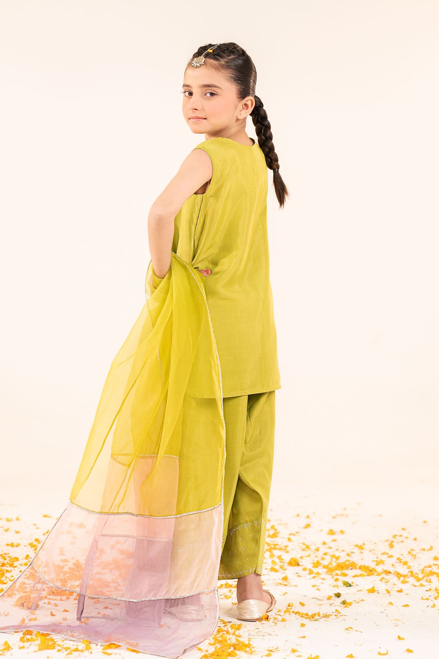 3 Piece Embellished Raw Silk Suit