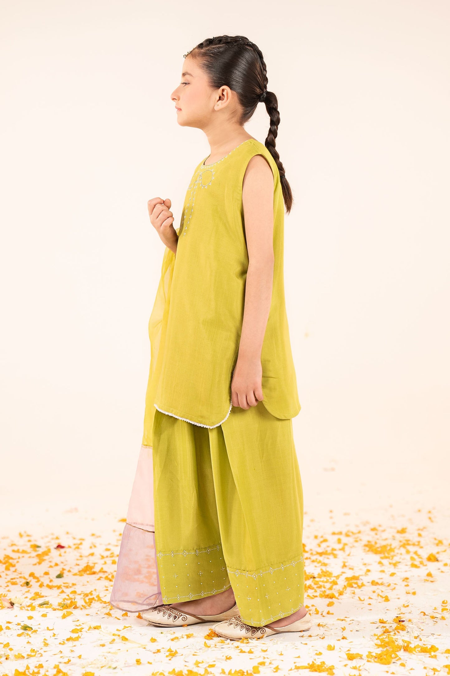 3 Piece Embellished Raw Silk Suit