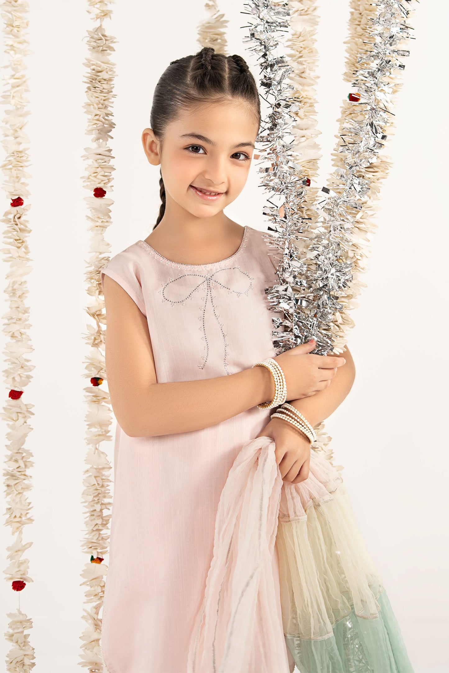 3 Piece Embellished Raw Silk Suit