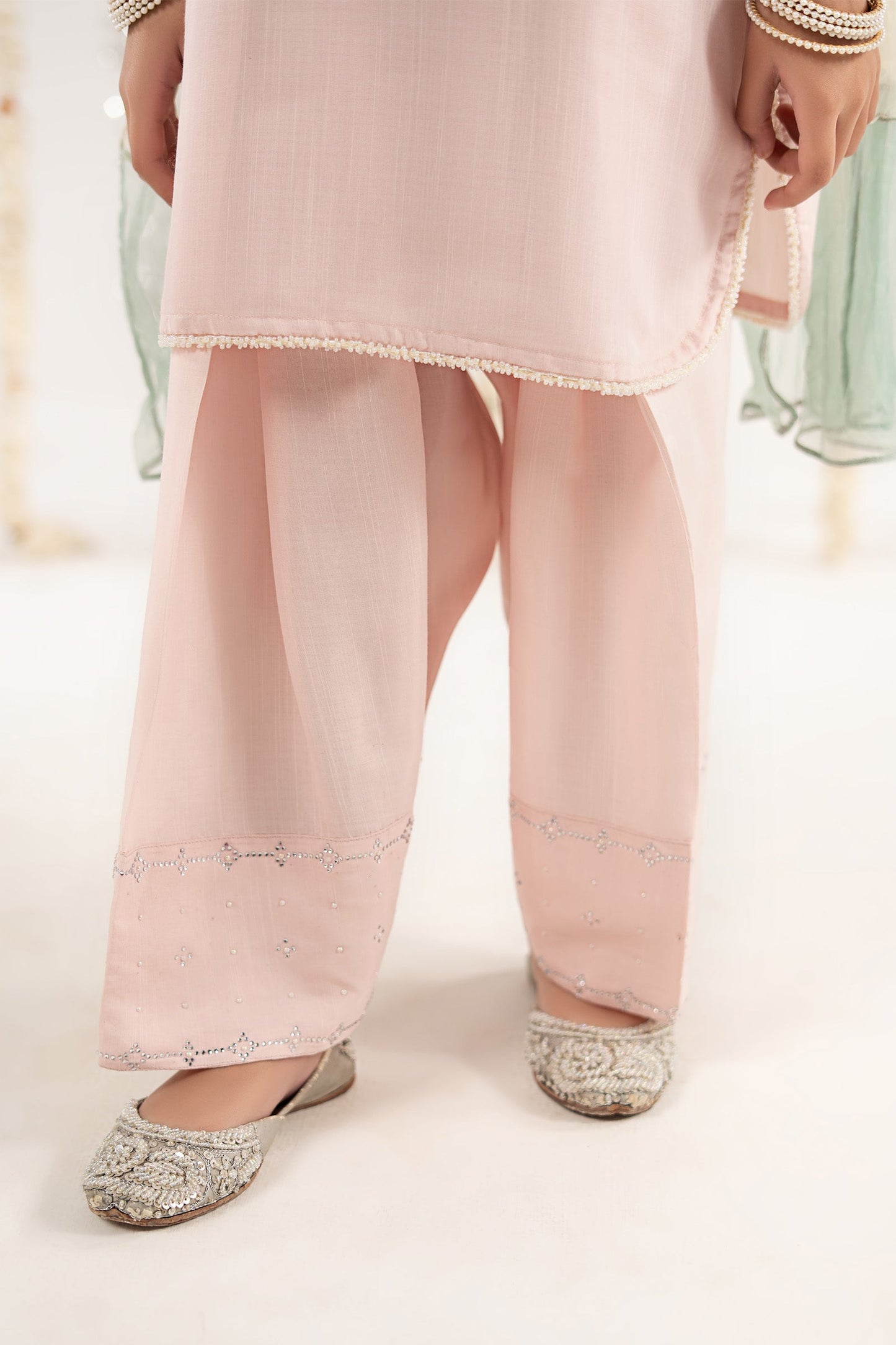 3 Piece Embellished Raw Silk Suit