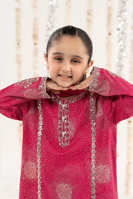 3 Piece Embroidered Raw Silk Suit