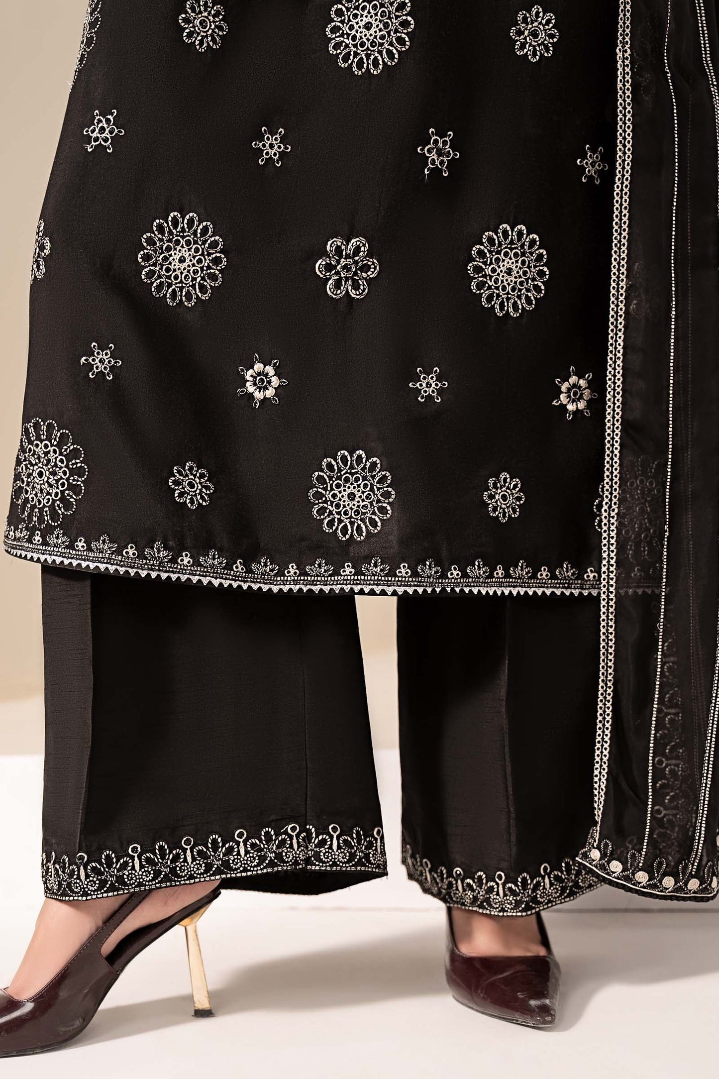 3 Piece Embroidered Tissue Staple Suit