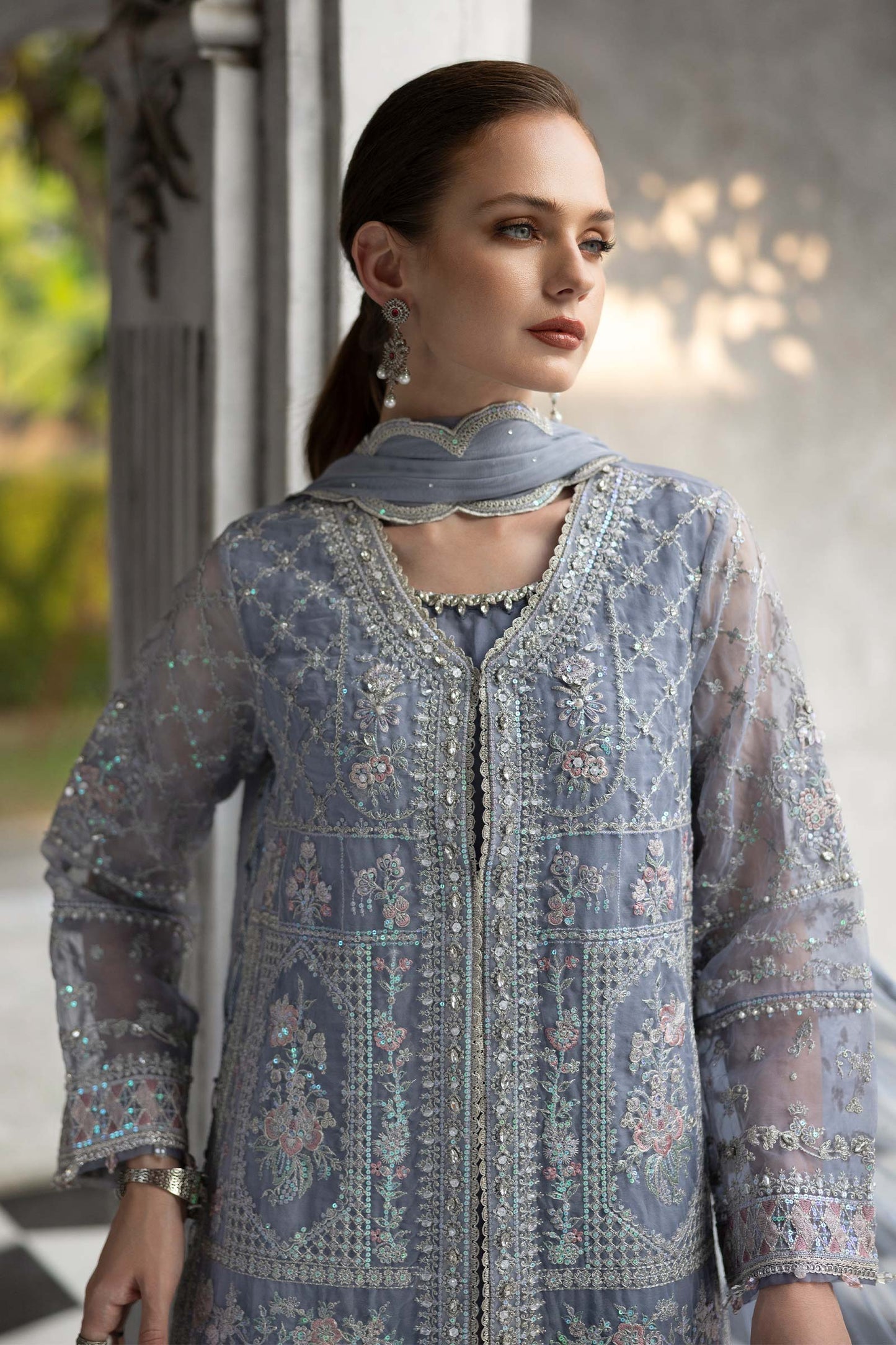 3 Piece Embroidered Organza Suit