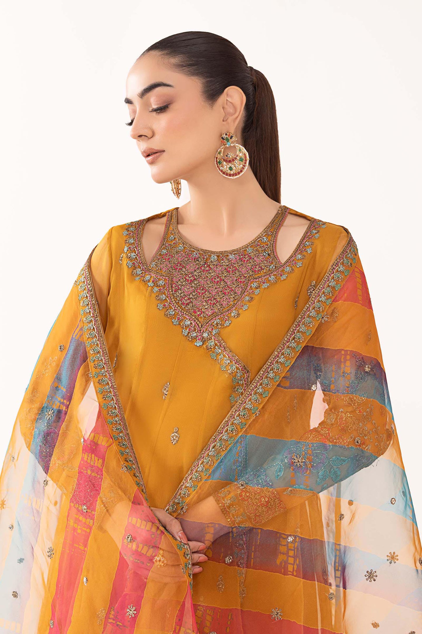 3 Piece Embroidered Organza Suit