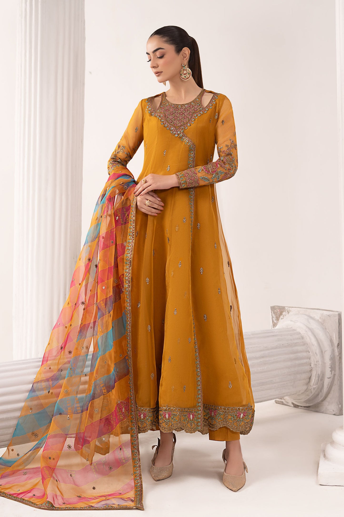 3 Piece Embroidered Organza Suit