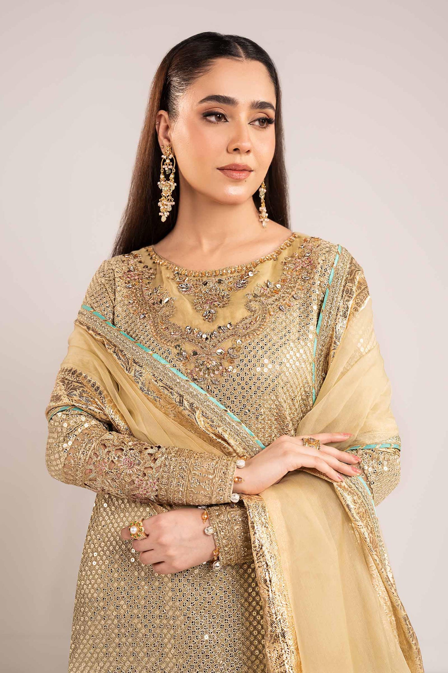 3 Piece Embroidered Chiffon Suit